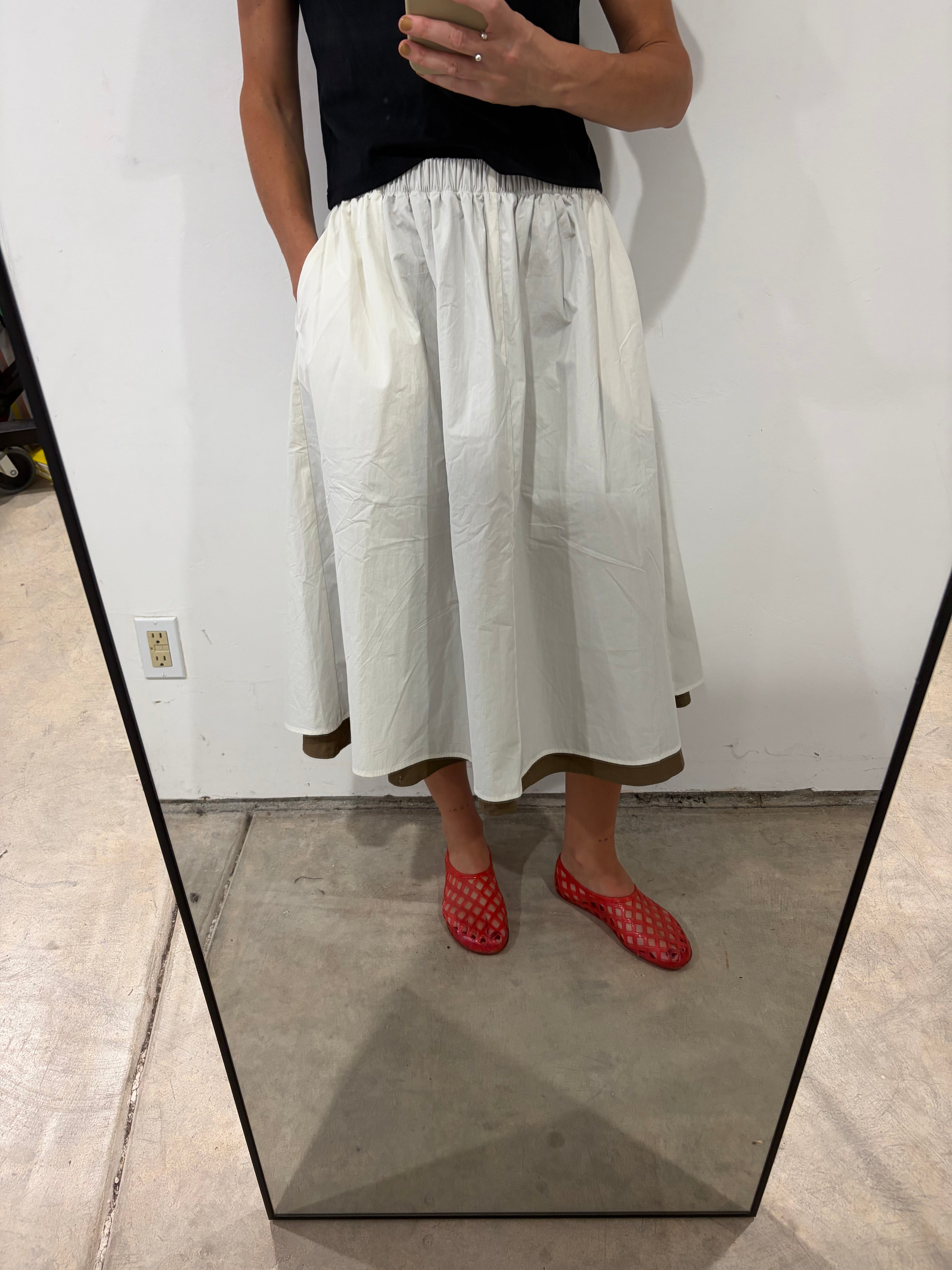 SAMPLE - DOUBLE LAYER FULL SKIRT - ECRU/KHAKI