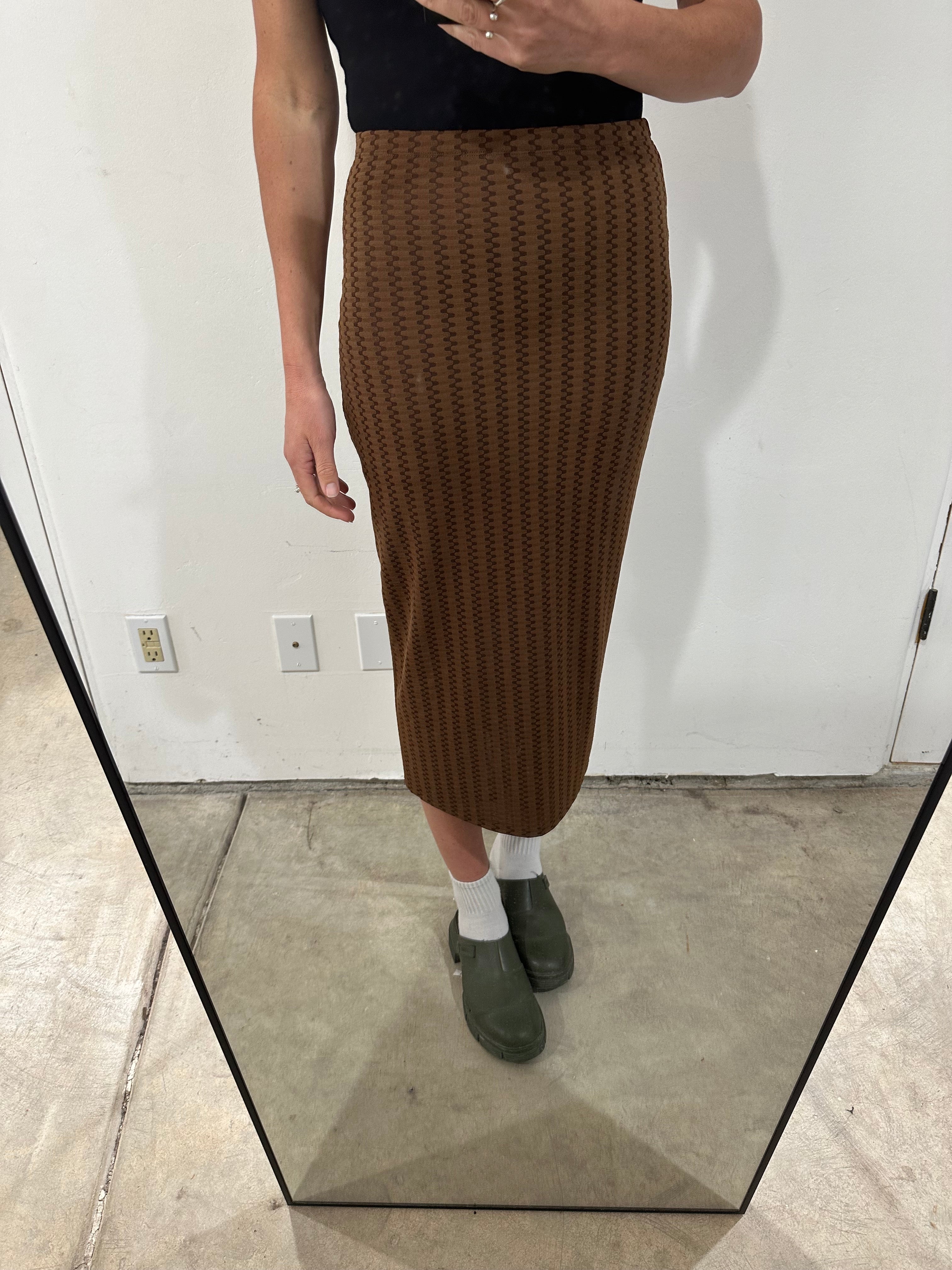 SAMPLE - SLIM MIDI PENCIL SKIRT - COPPER SQUIGGLE