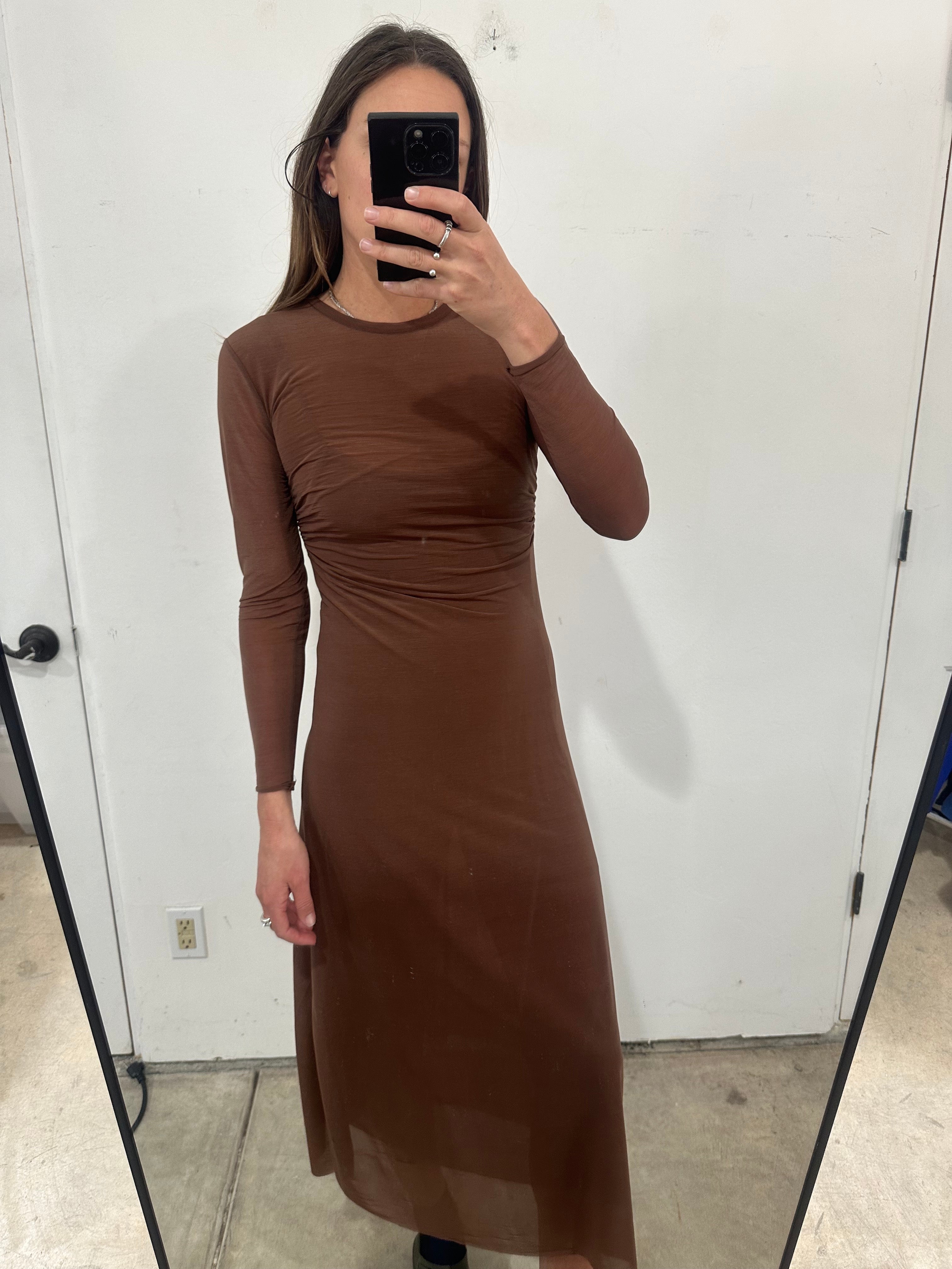 SAMPLE - FITTED LS DRESS - BLACK CHECK
