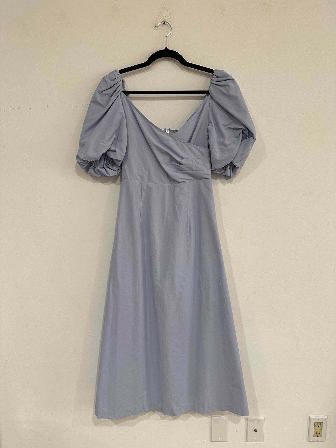 SAMPLE - CROSS FRONT DRESS - PERIWINKLE TAFFETA