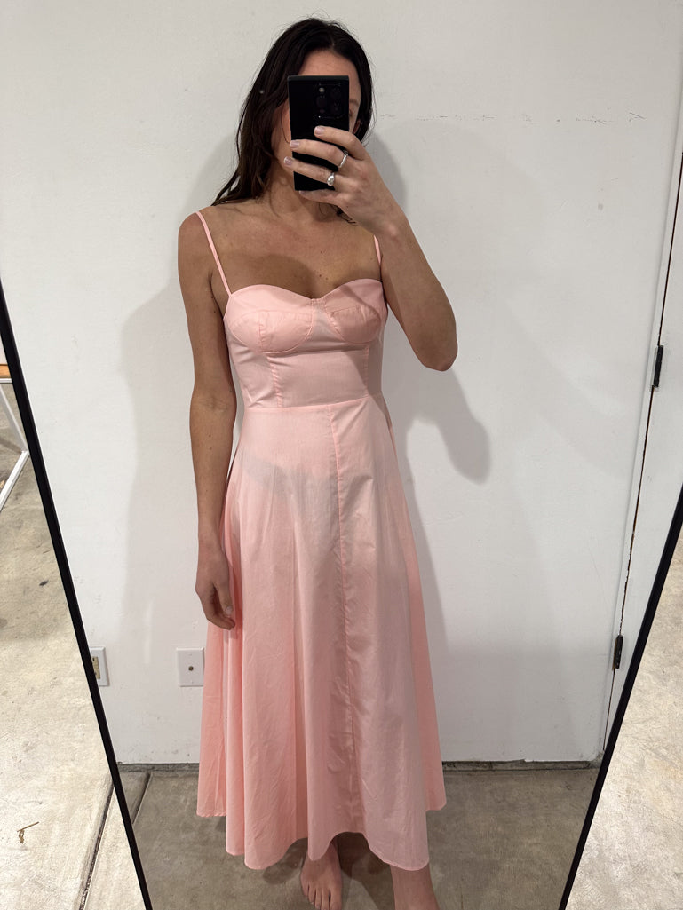 SAMPLE - FITTED BODICE DRESS - COTTON POPLIN PINK
