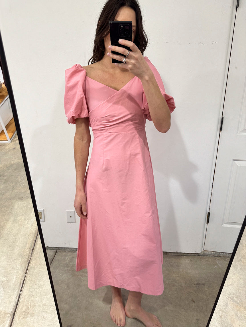 SAMPLE - CROSS FRONT DRESS - PERIWINKLE TAFFETA