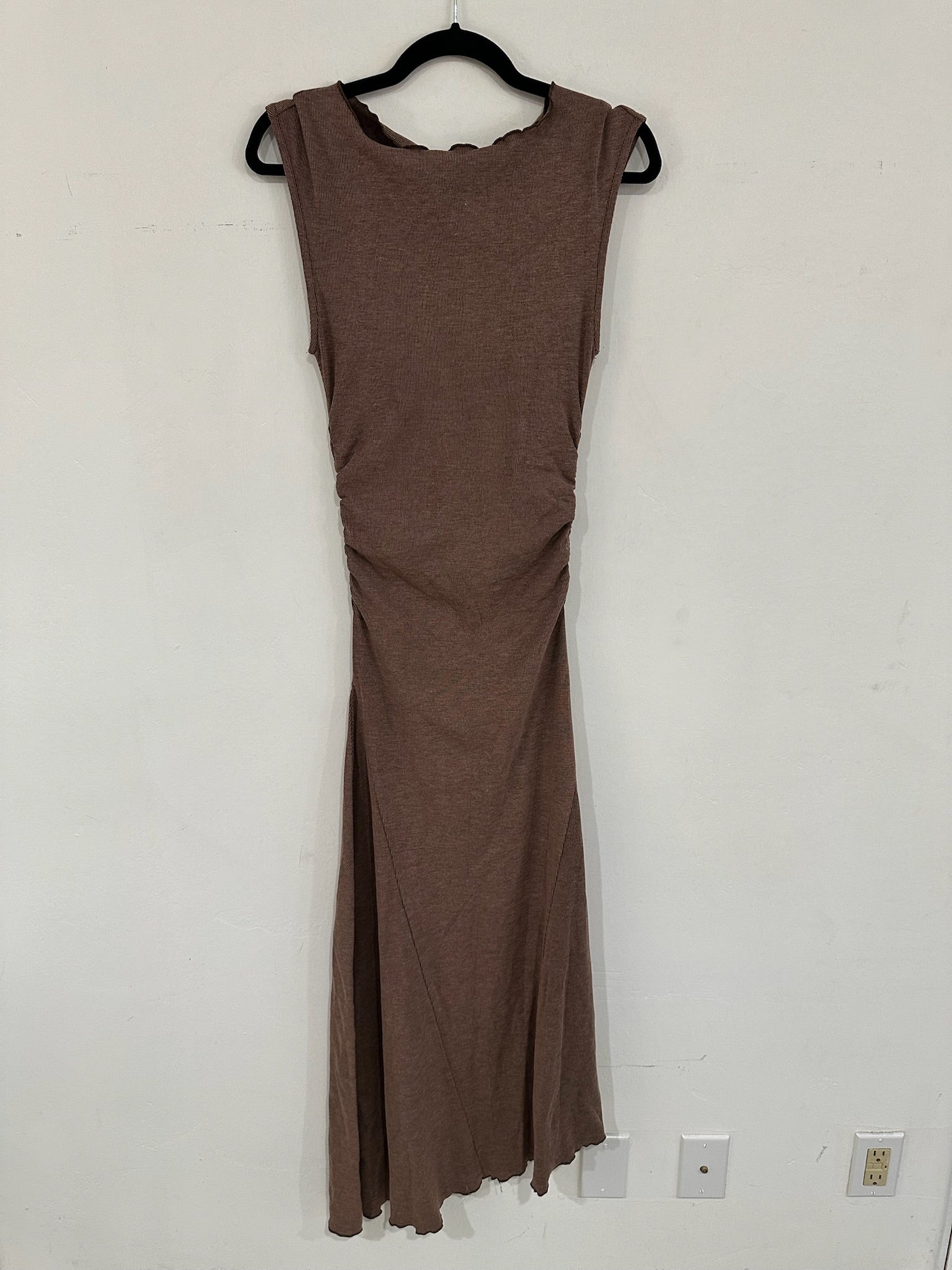 SAMPLE - HIGH NECK STRETCH DRESS - DARK TAUPE