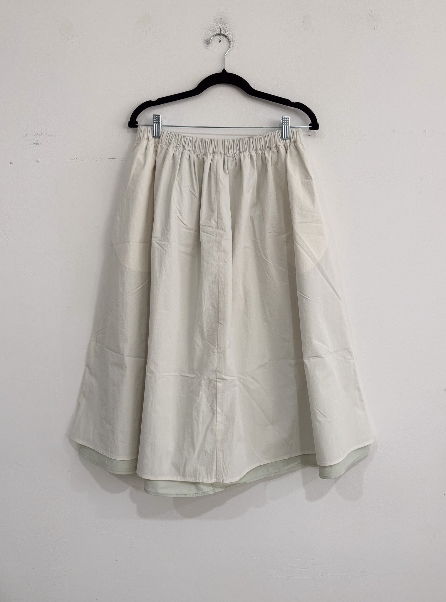 SAMPLE - DOUBLE LAYER FULL SKIRT - ECRU/LIGHT GREEN