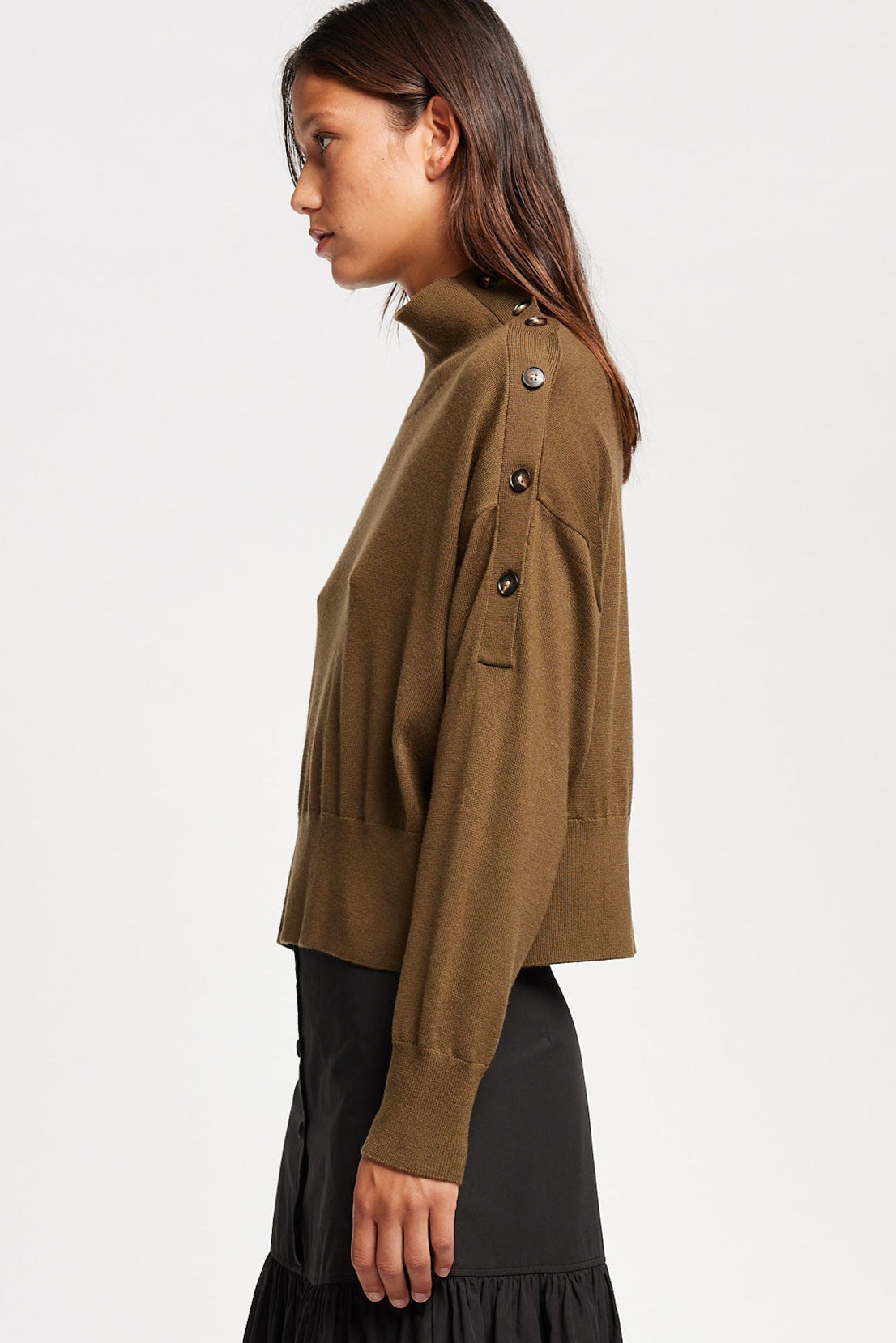 IMPART MOCK NECK SWEATER - BROWN
