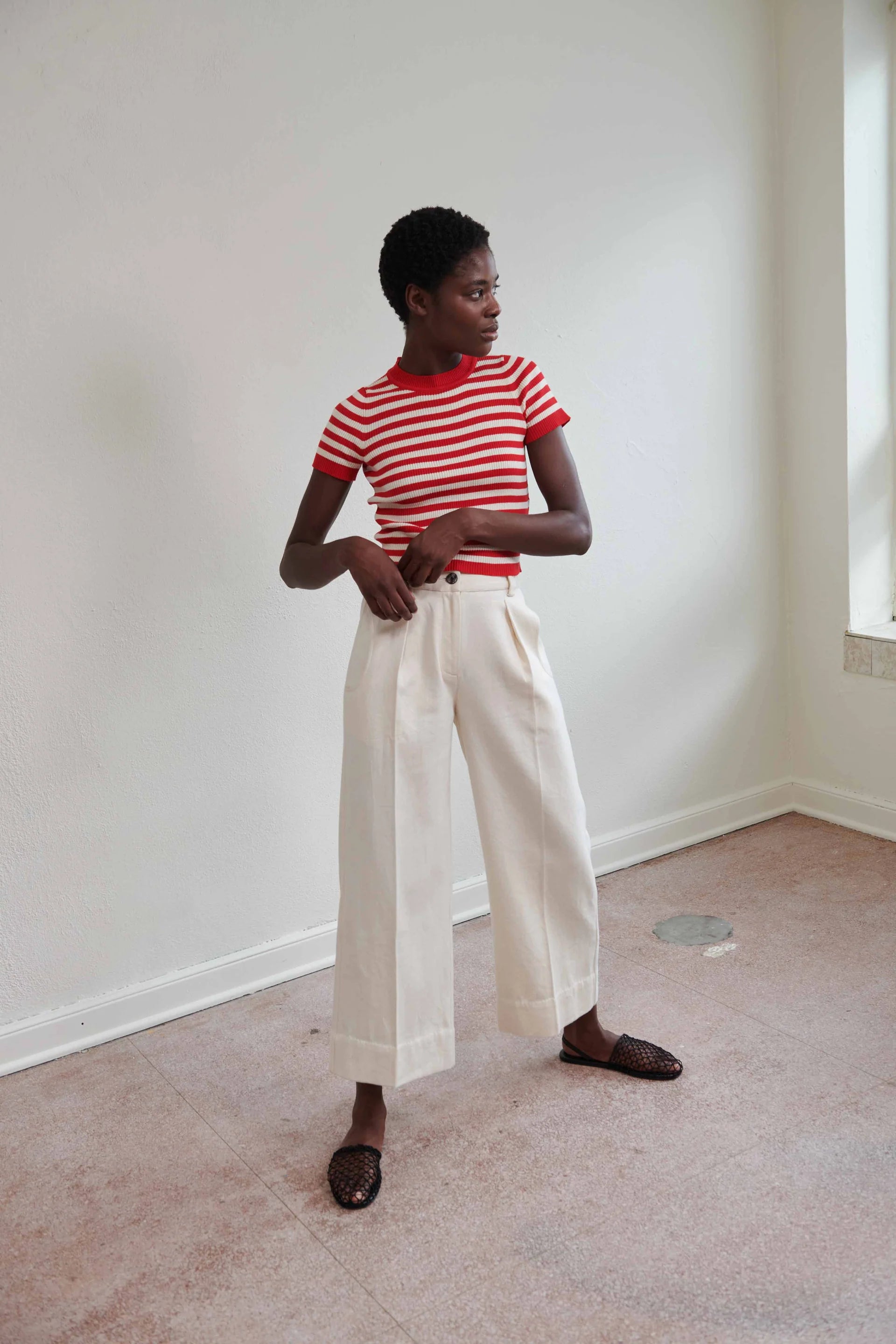 JONES RIBBED TEE - PIQUILLO STRIPE
