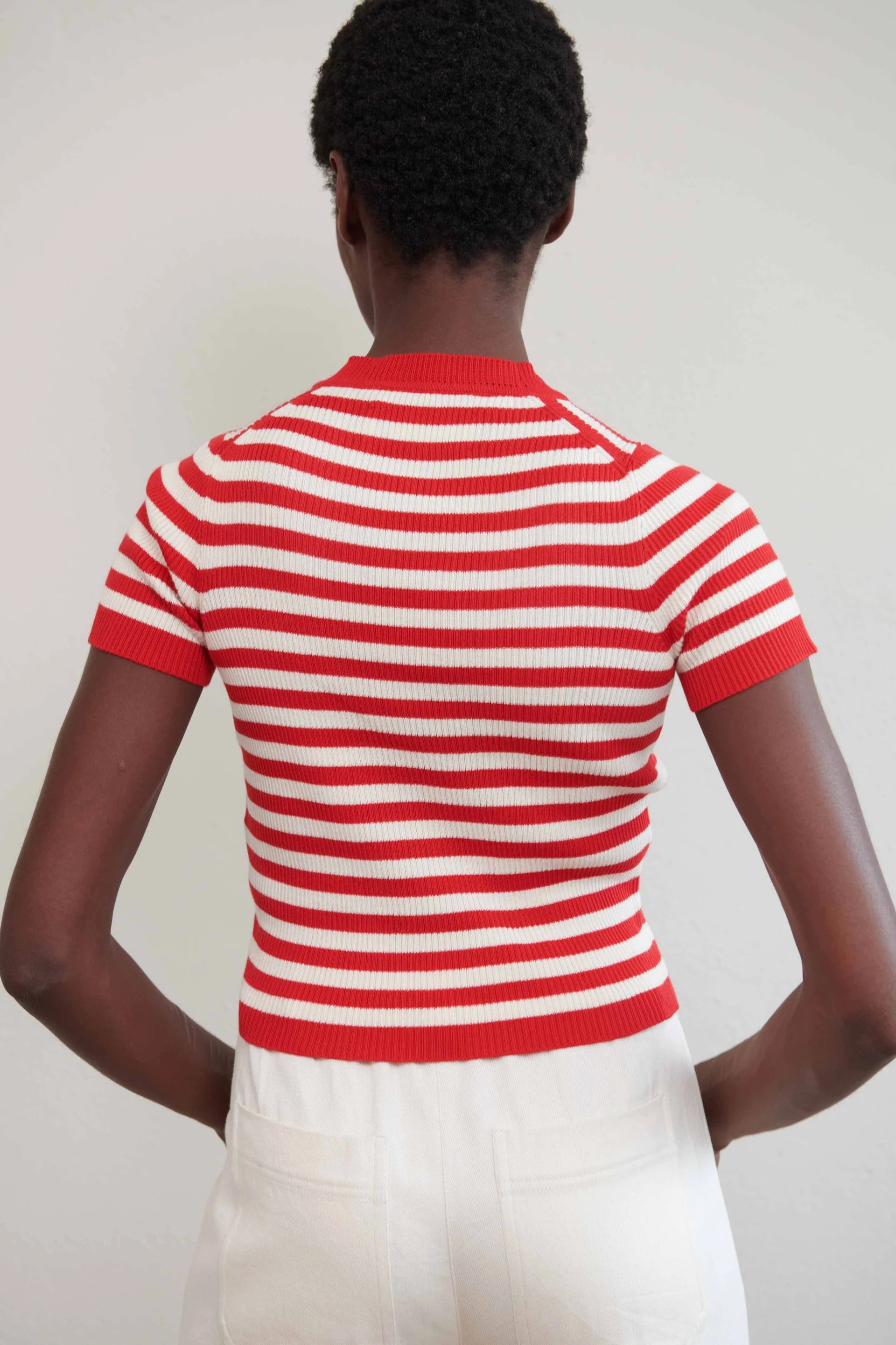 JONES RIBBED TEE - PIQUILLO STRIPE