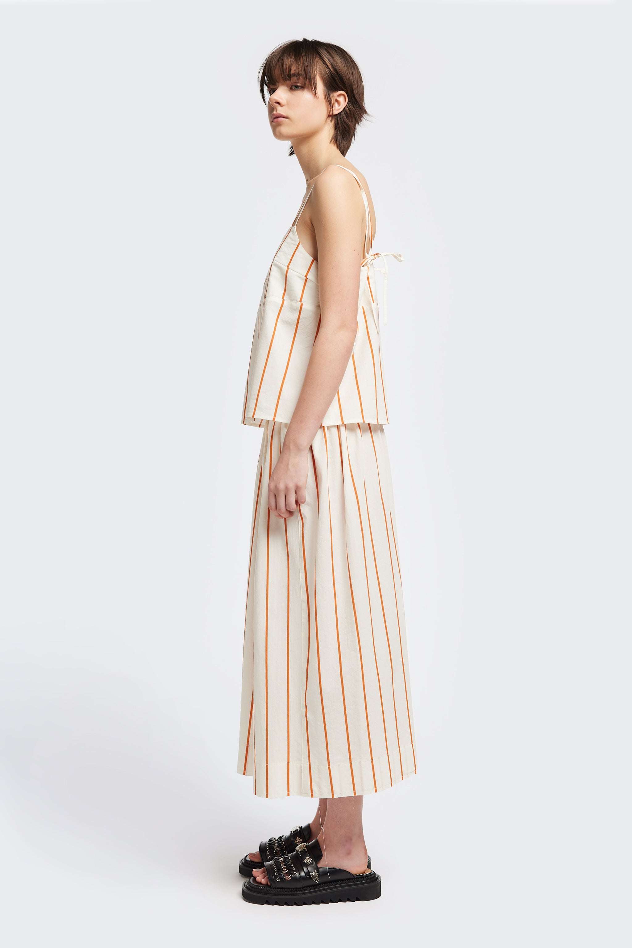 INTERLUDE SKIRT - BURNT ORANGE STRIPE