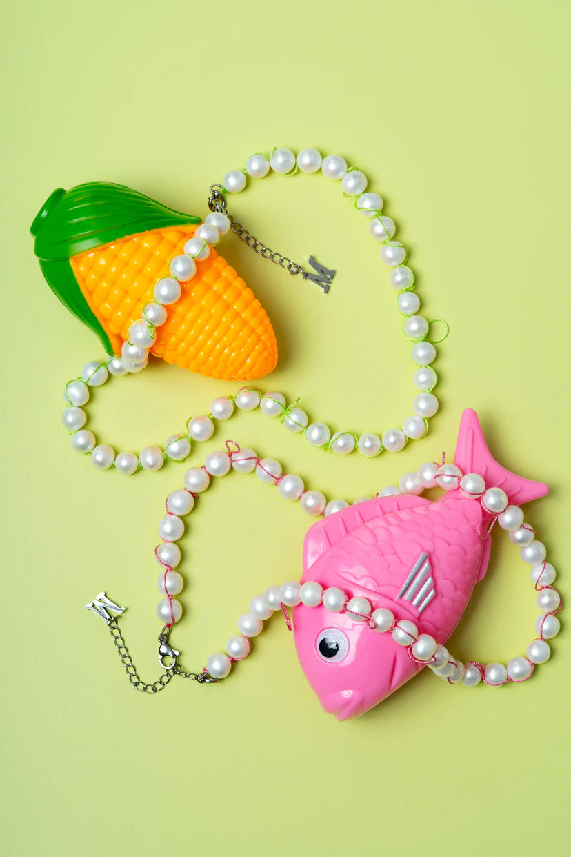KNOTTED PEARL NECKLACE - LIME GREEN