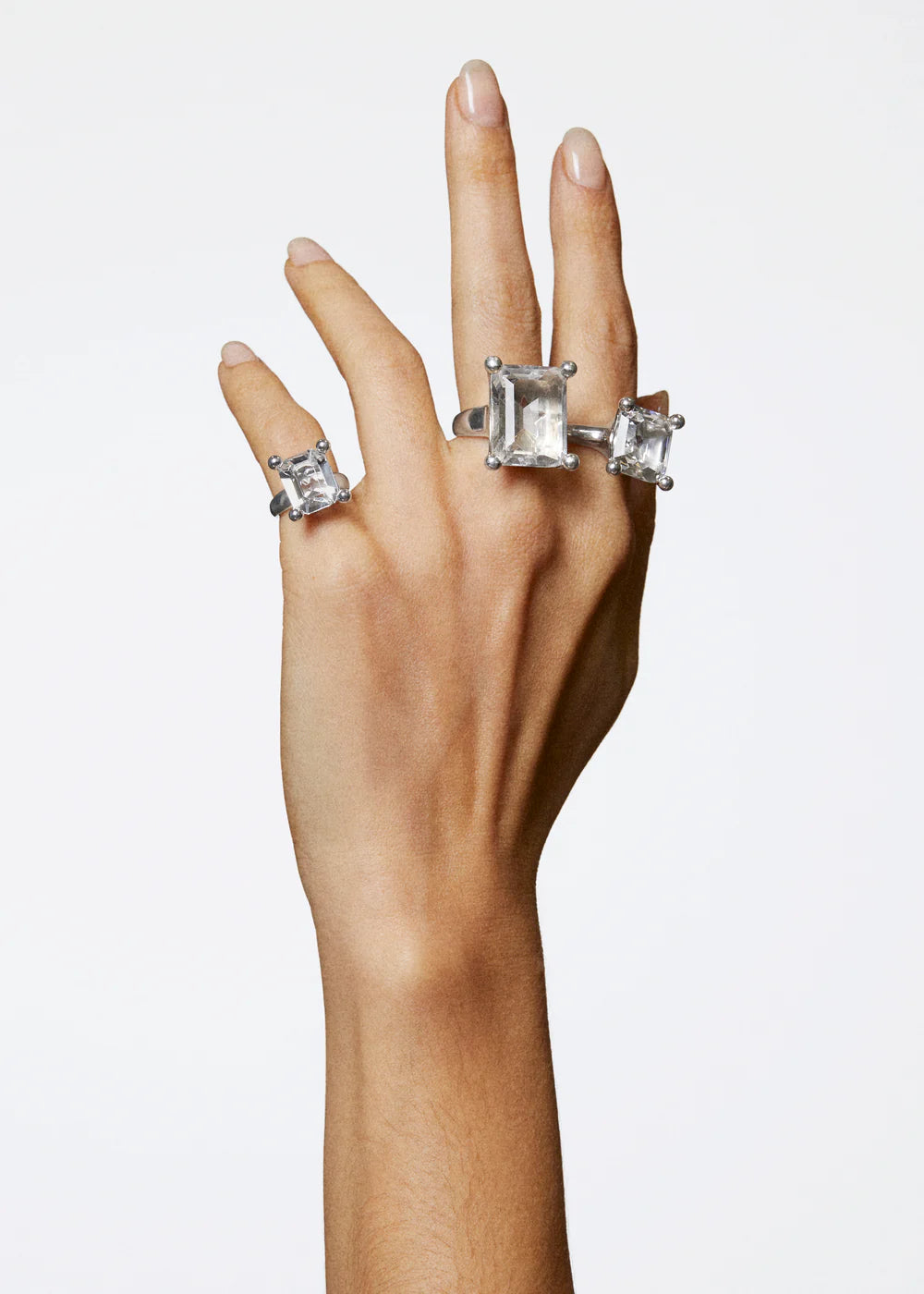 ATOMIC PARTICLE RING - STERLING SILVER - CRYSTAL
