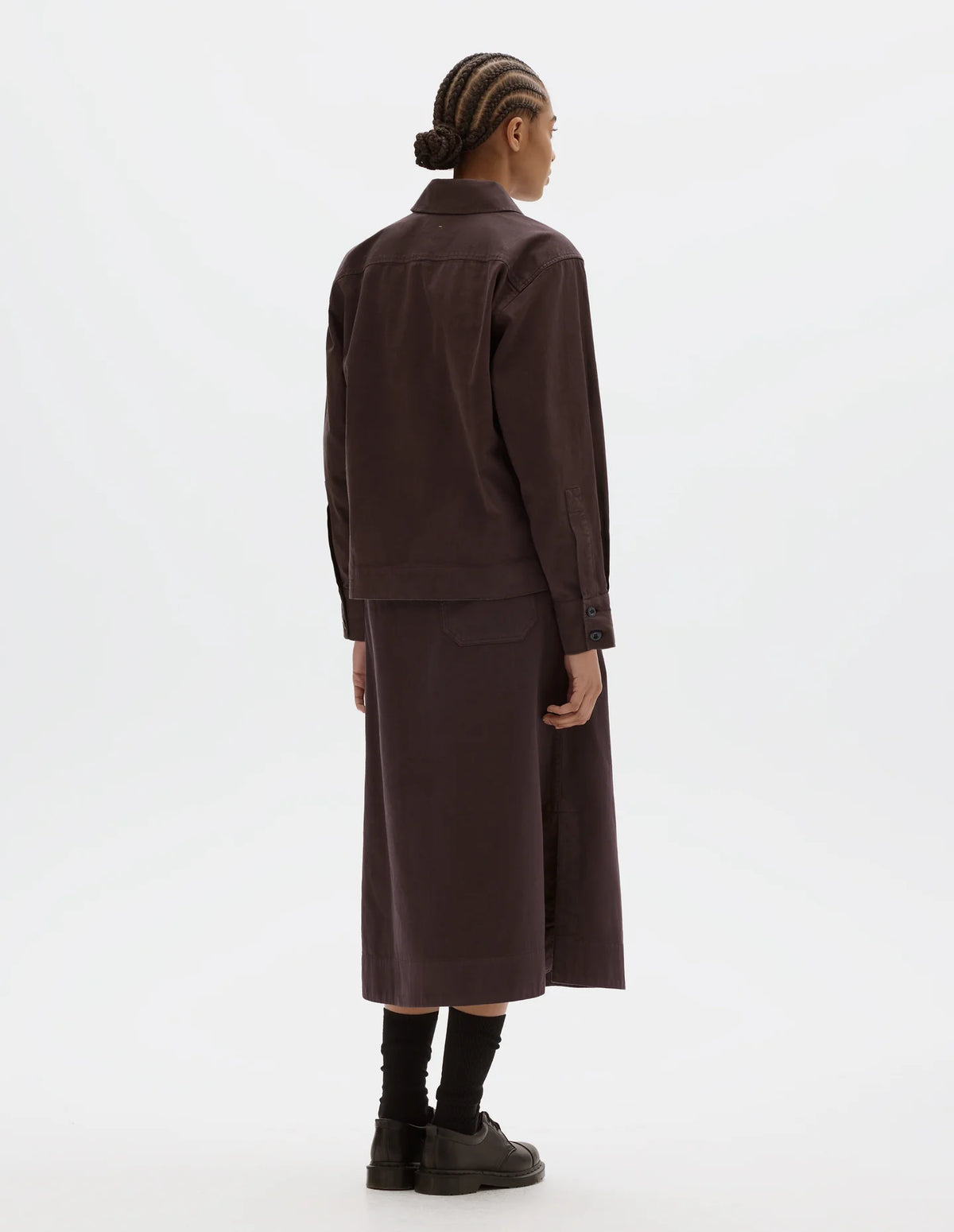 SHAWL COLLAR OVERSHIRT IRREGULAR SPUN COTTON - COCOA