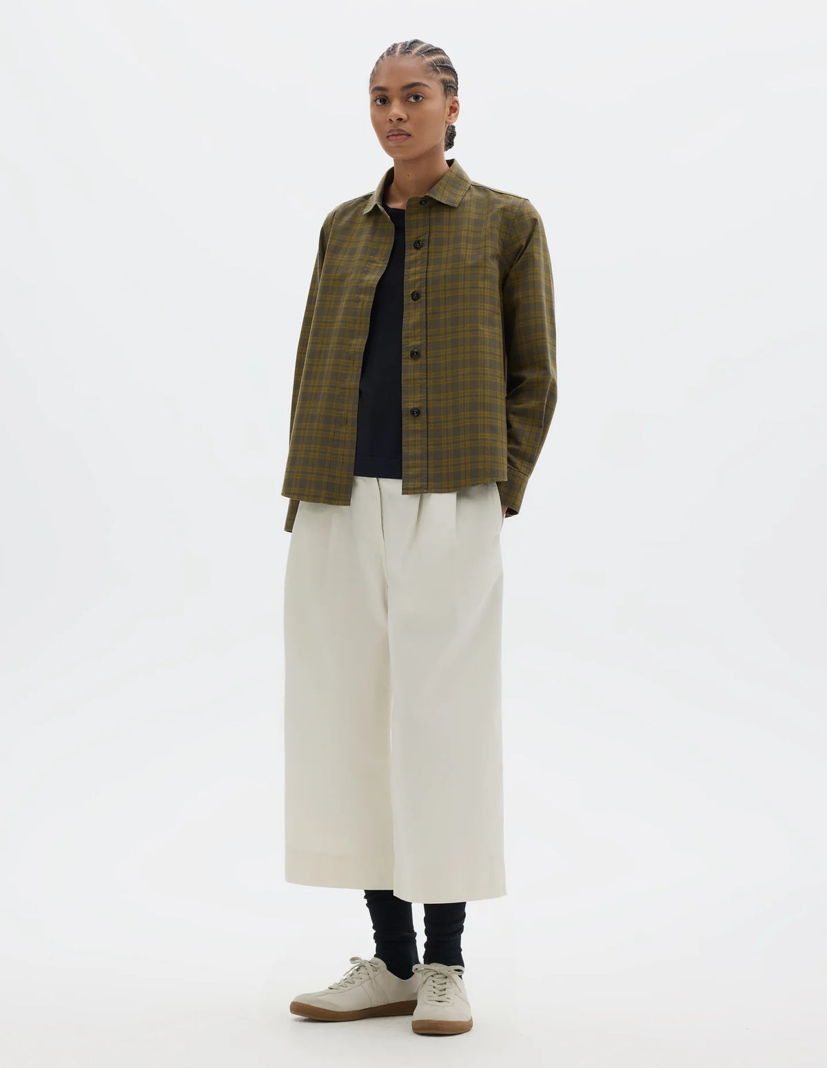 TONAL COTTON CHECK SHIRT - KHAKI/CUMIN
