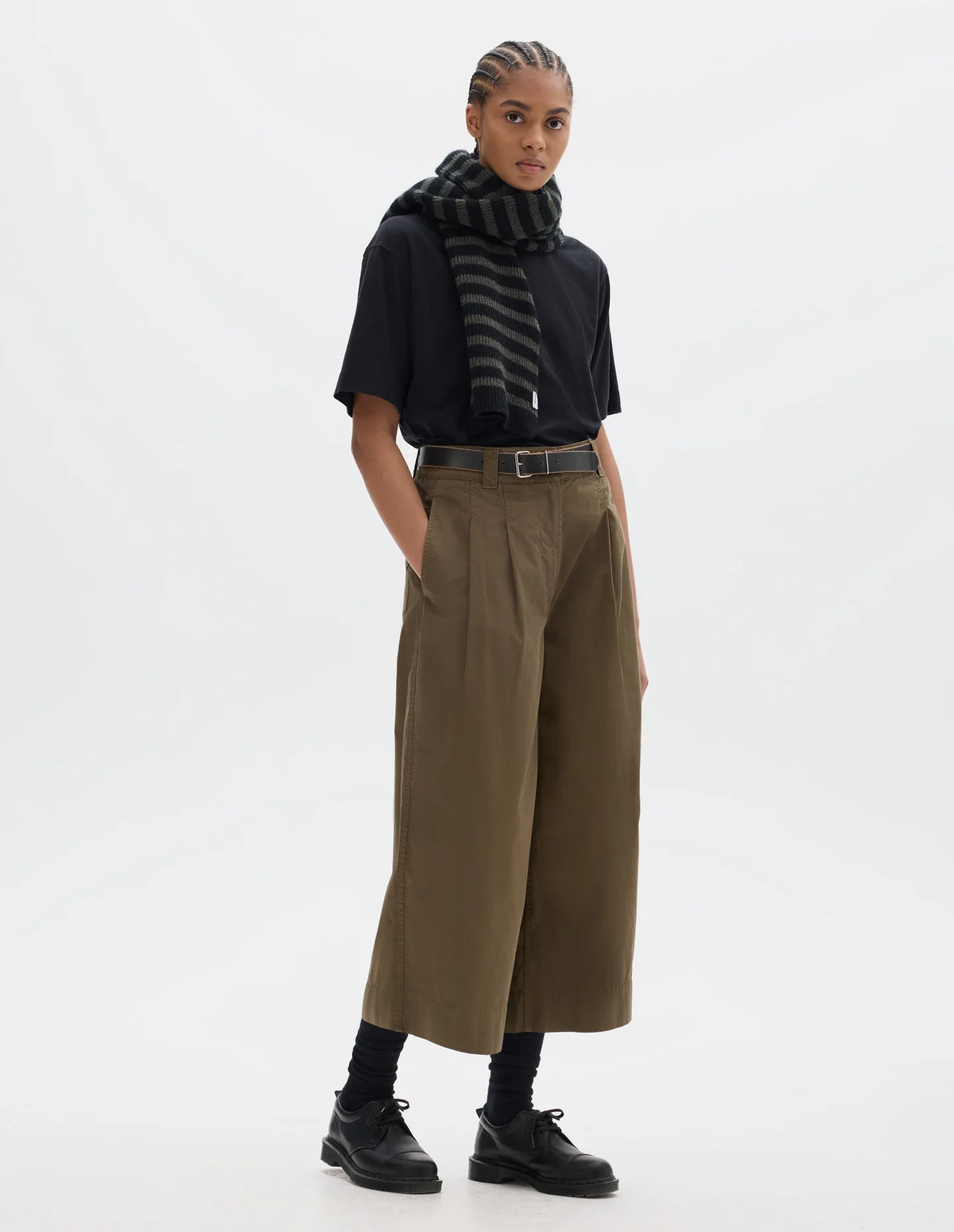 PLEATED CULOTTES SOFT DENSE COTTON - KHAKI