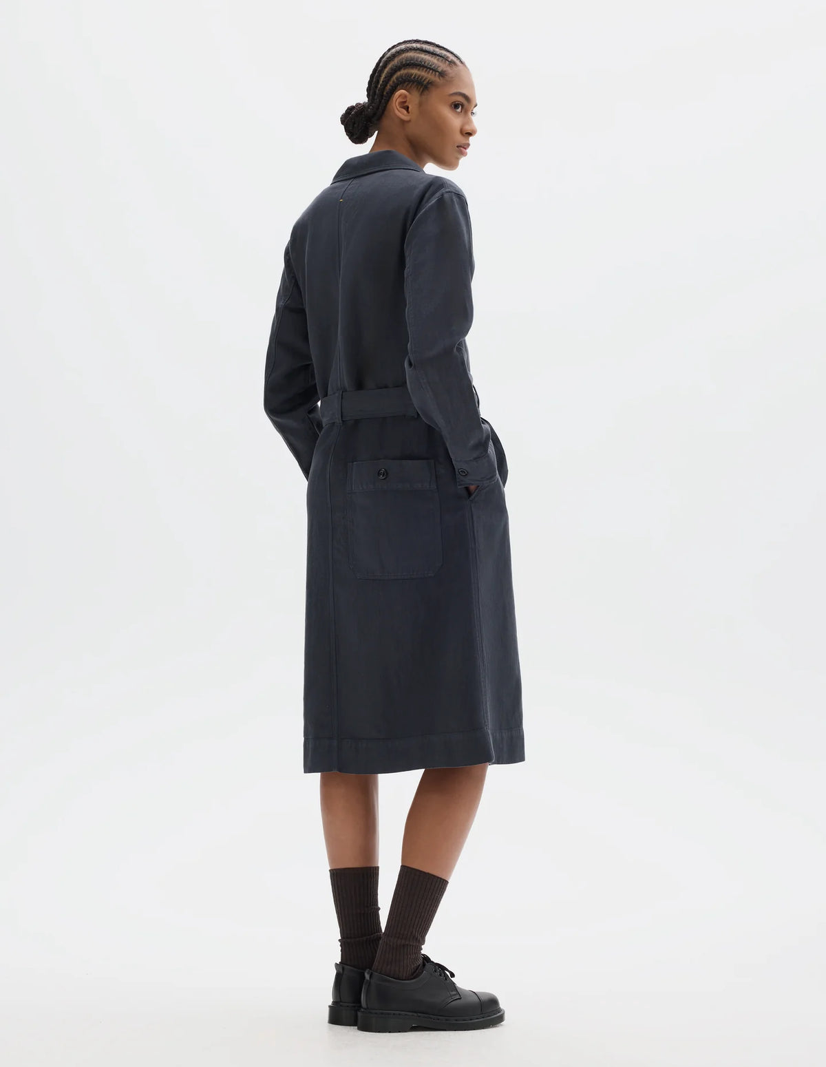 OVERALL DRESS - COTTON LINEN TWILL - NAVY