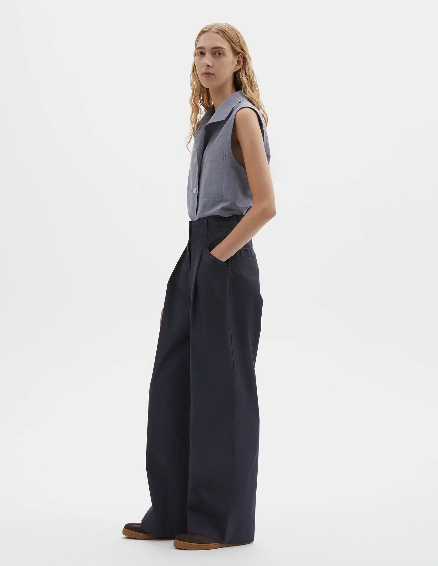PLEAT POCKET TROUSERS - INK