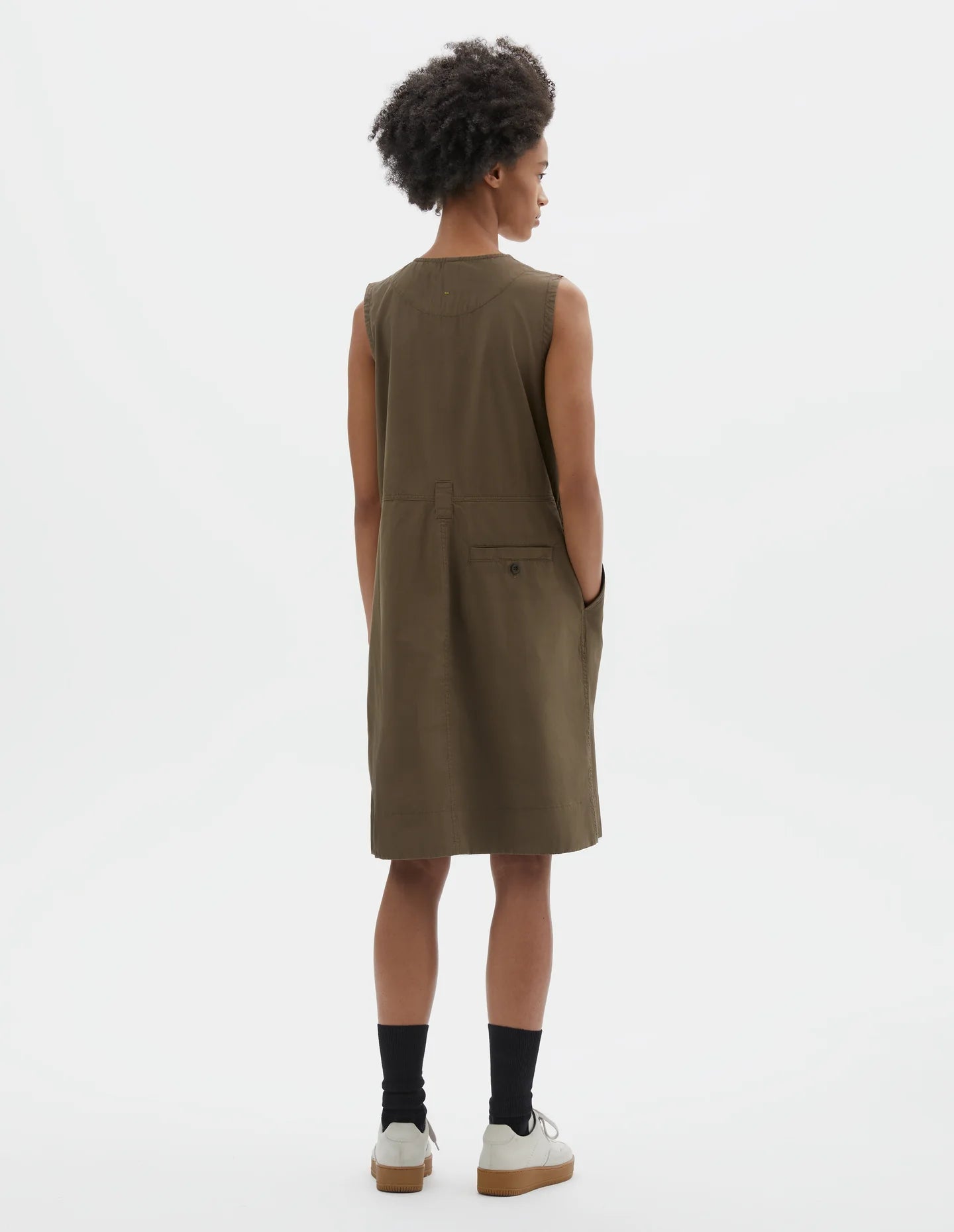 UNIFORM DRESS - SANDED COTTON POPLIN - UMBER