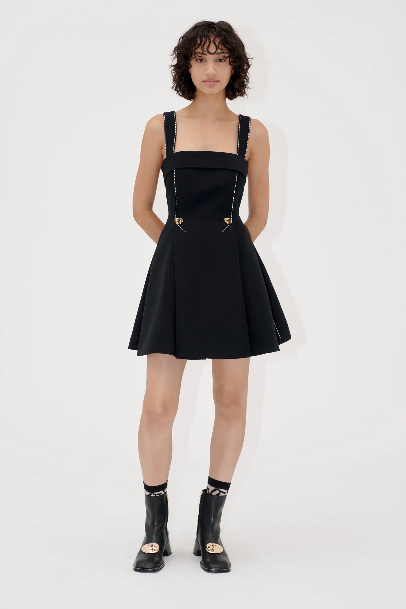 MINI DRESS W/ ADJUSTABLE STRAPS - JET BLACK