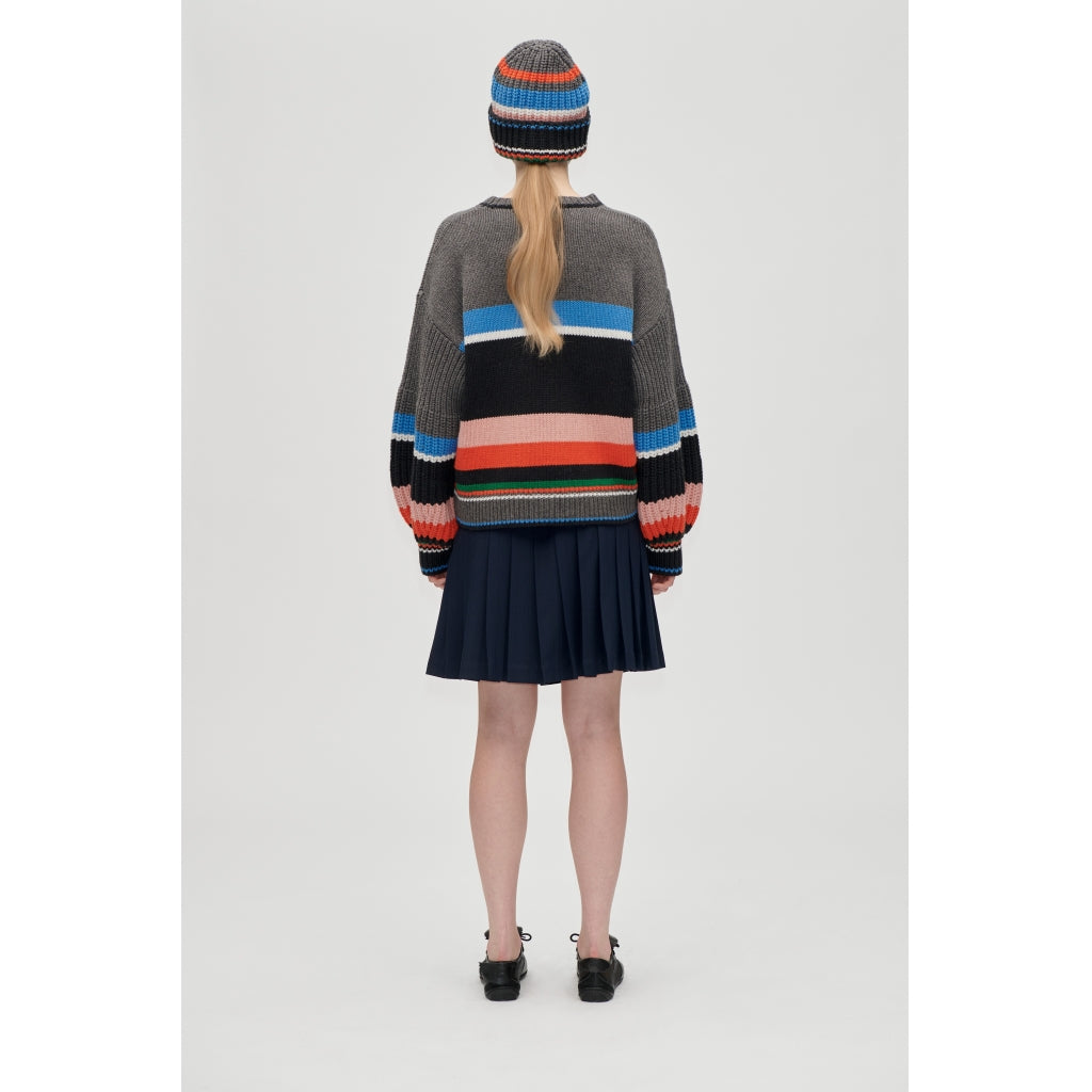 BELTED PLEATED SKIRT - DARK BLUE