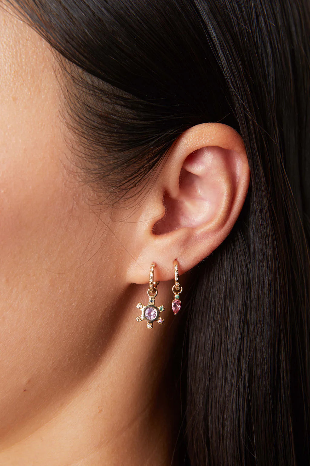 DROPLET CHARM W/ PINK TOURMALINE
