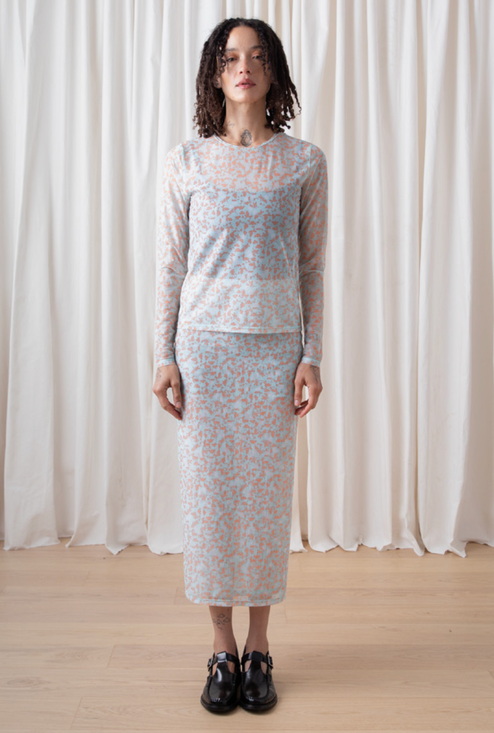 SAMPLE - MESH PENCIL SKIRT - BLUE