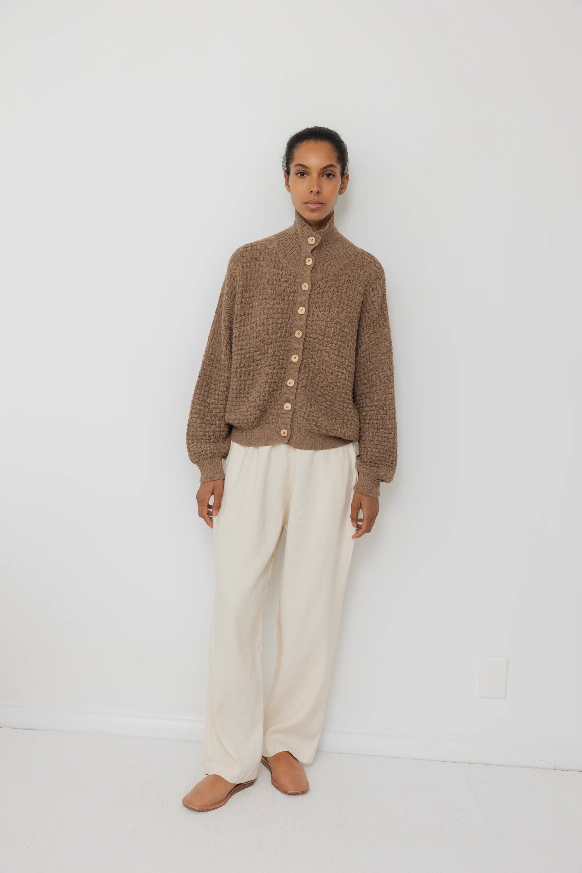 LATICE CARDIGAN - CAMEL