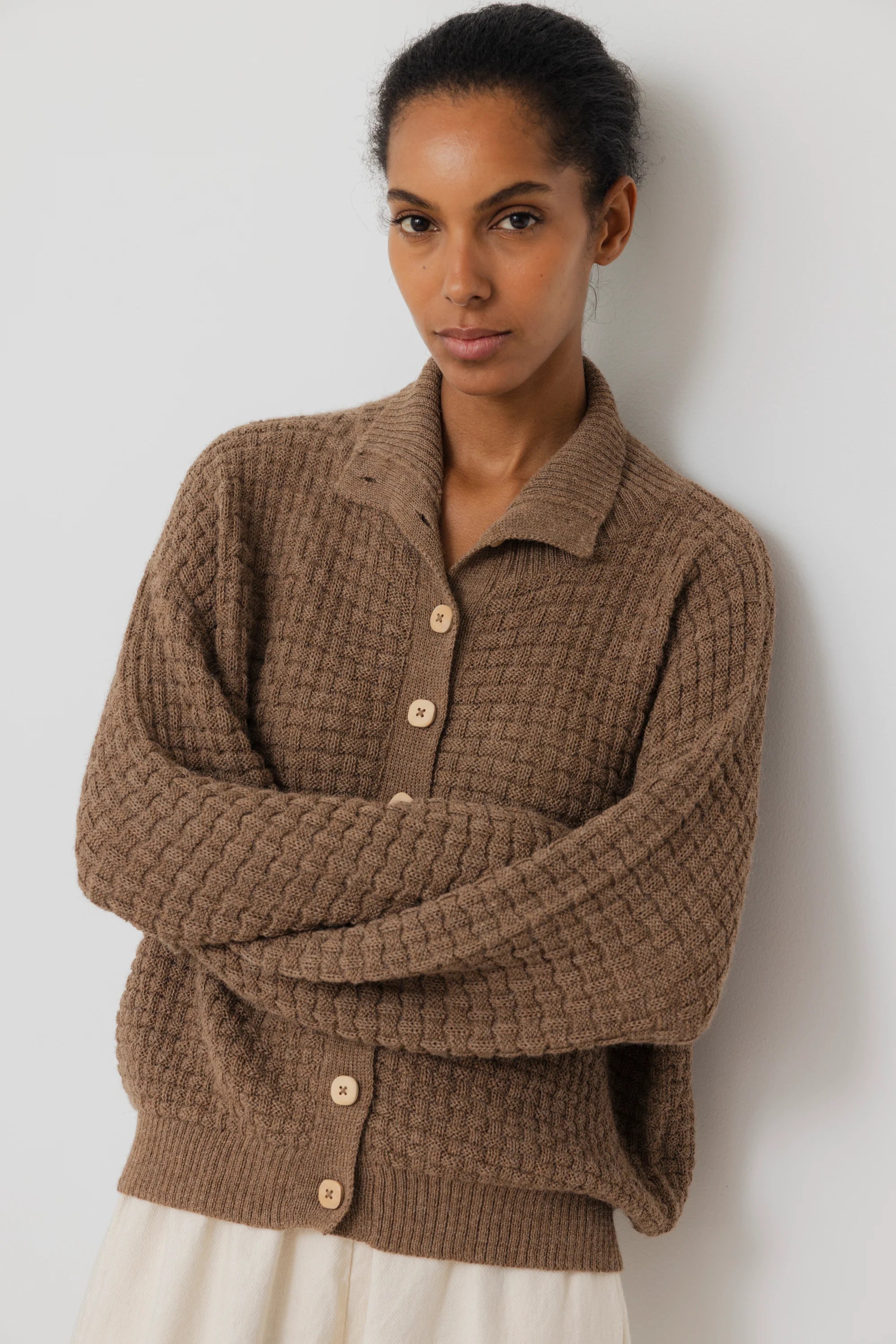 LATICE CARDIGAN - CAMEL
