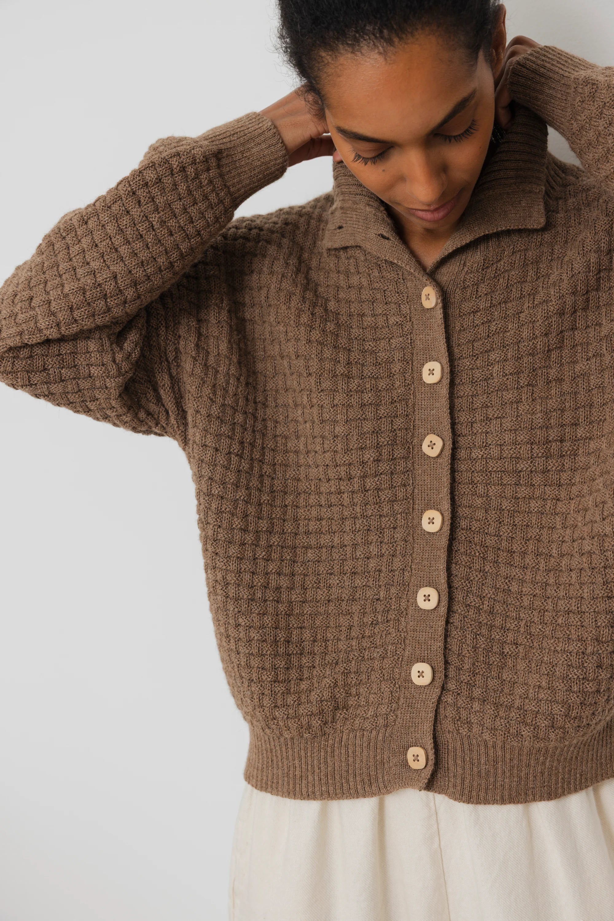 LATICE CARDIGAN - CAMEL
