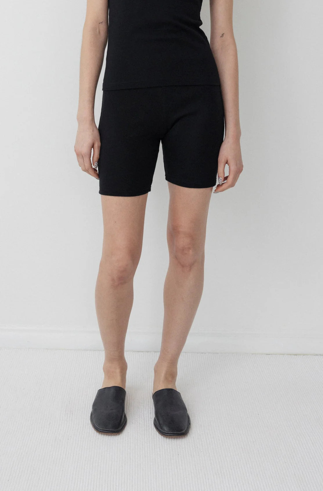 COTTON BIKE SHORTS - BLACK