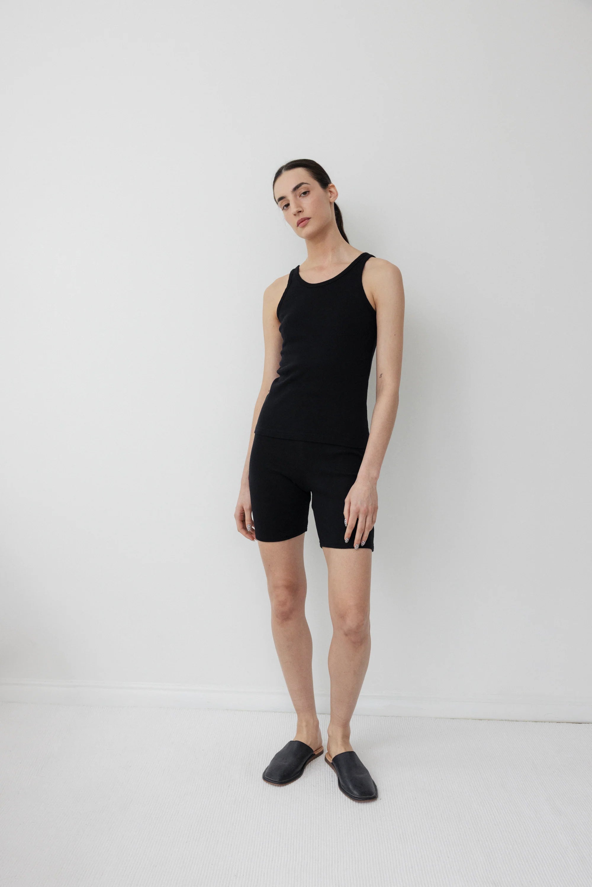 COTTON BIKE SHORTS - BLACK