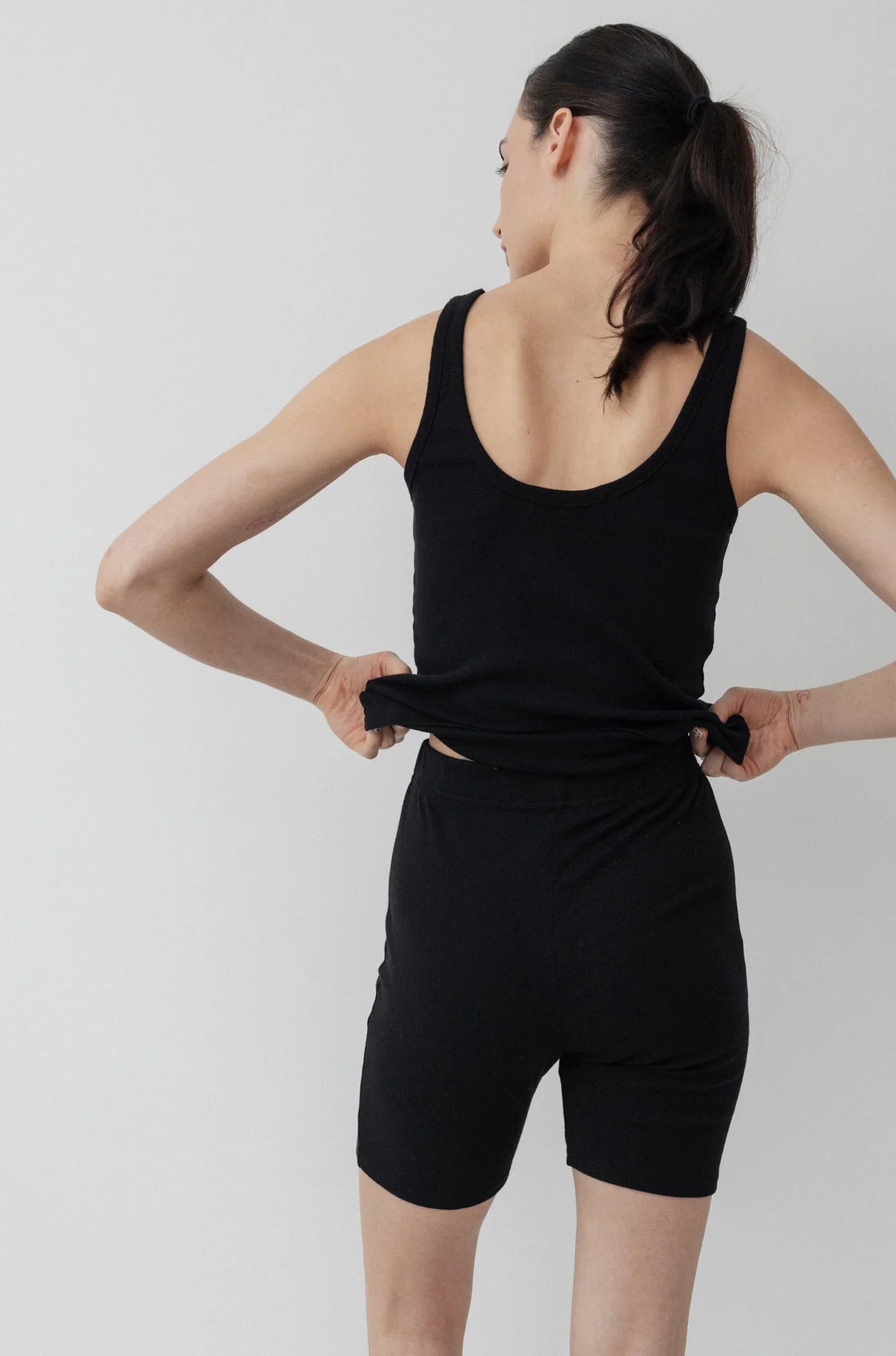 COTTON BIKE SHORTS - BLACK