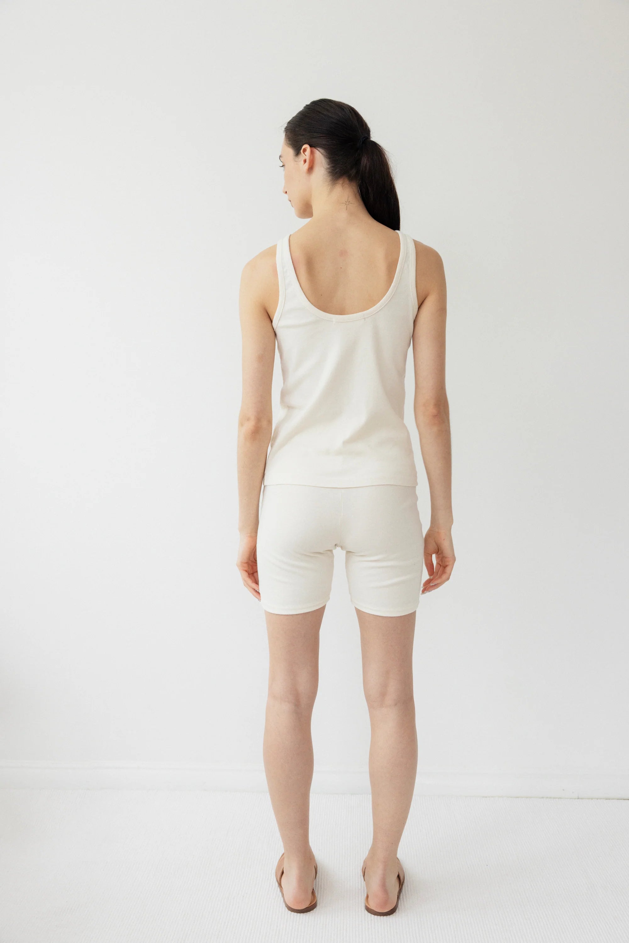 COTTON BIKE SHORTS - NATURAL