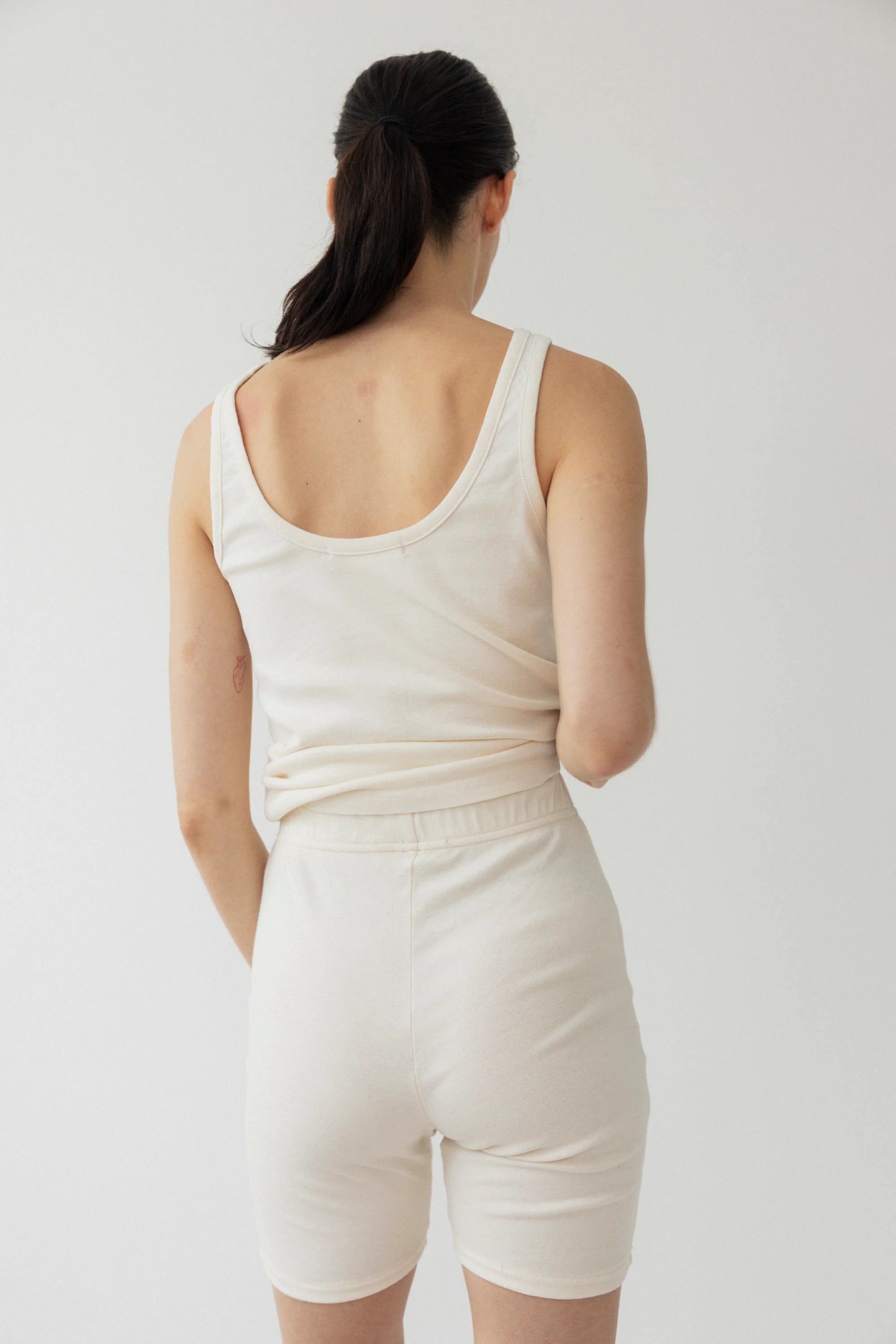 COTTON BIKE SHORTS - NATURAL
