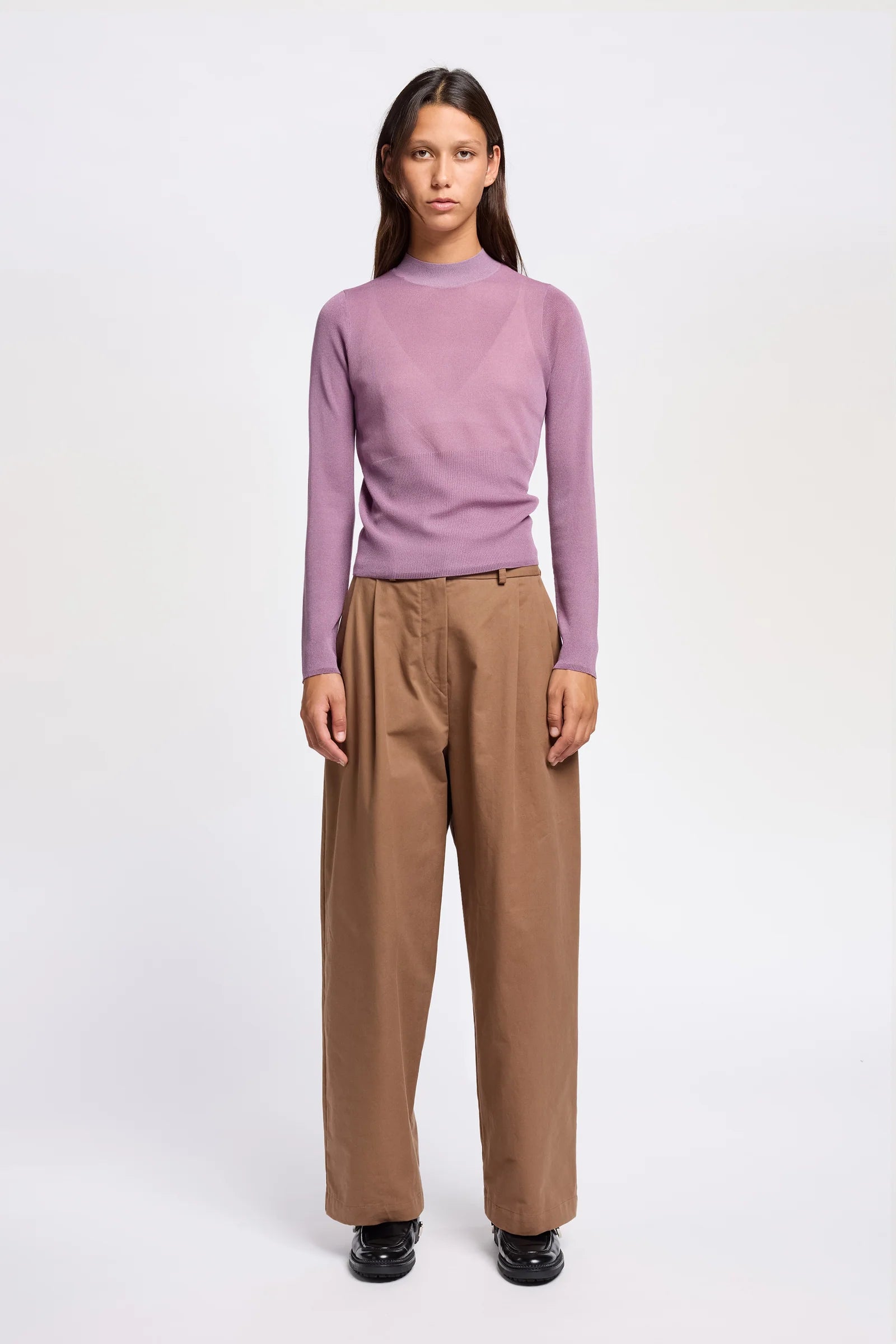 CLARITY SLIM CREW KNIT - MAUVE