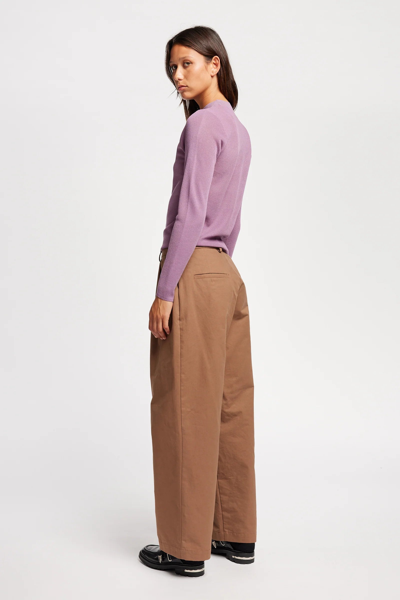 CLARITY SLIM CREW KNIT - MAUVE
