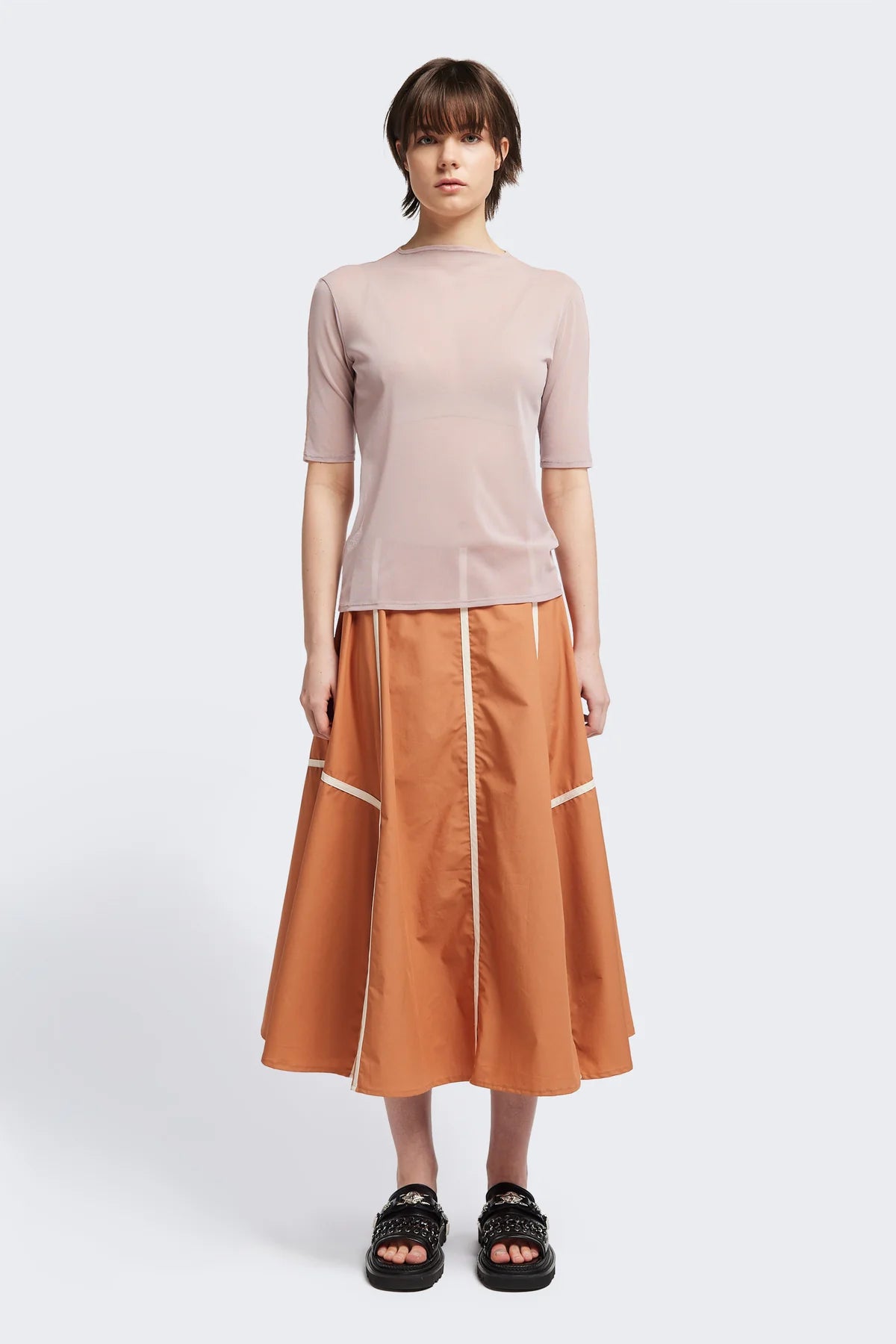 FLOW MESH SS TOP - PALE MAUVE/PEACH