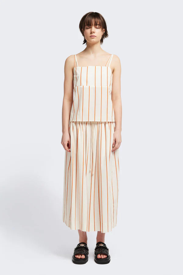 INTERLUDE SKIRT - BURNT ORANGE STRIPE