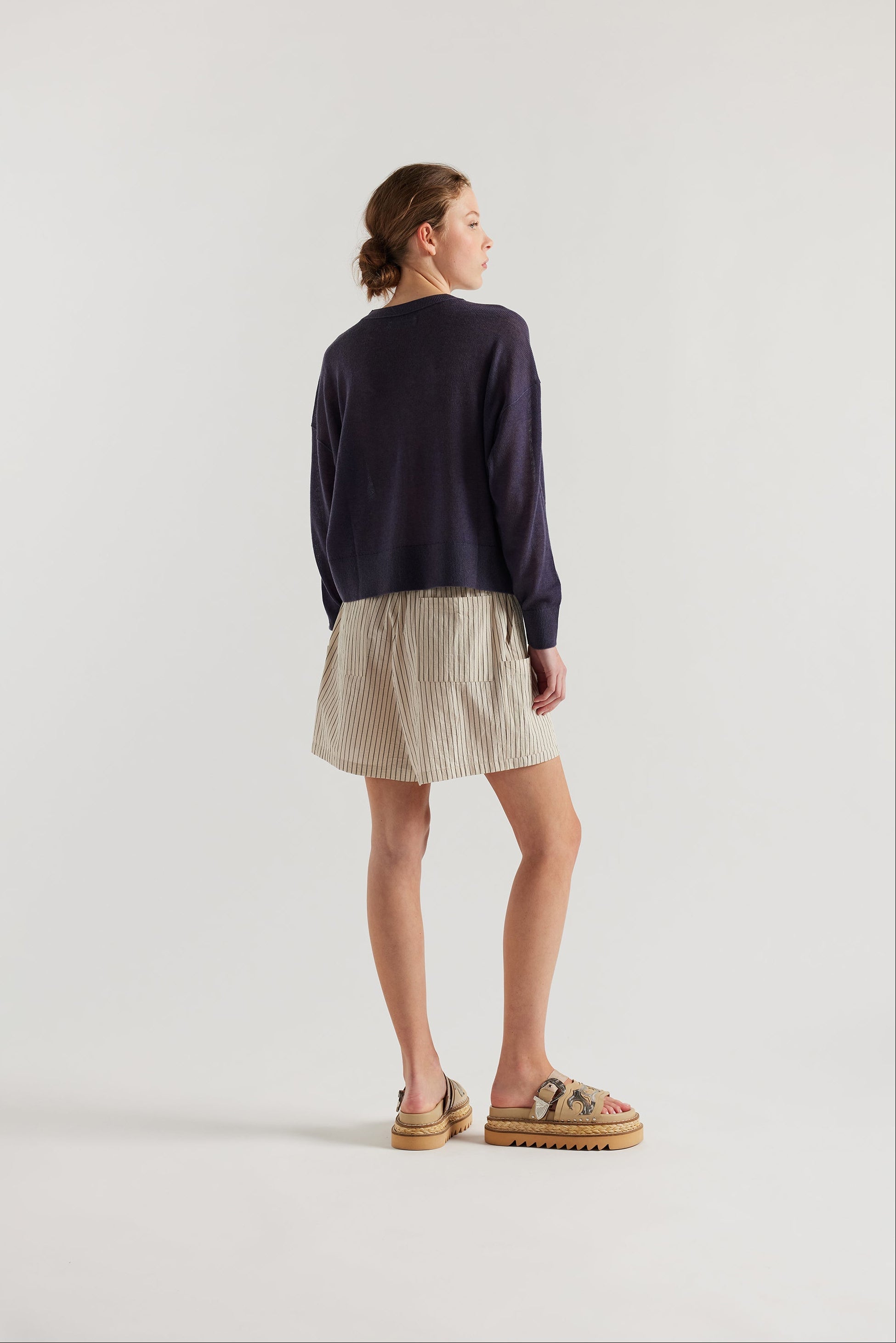 VESPER SHORT - ECRU PIN STRIPE