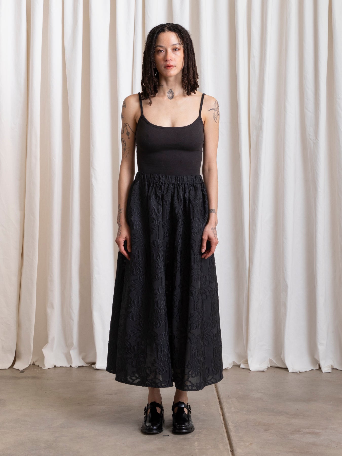 FULL SKIRT - BLACK FLOWER