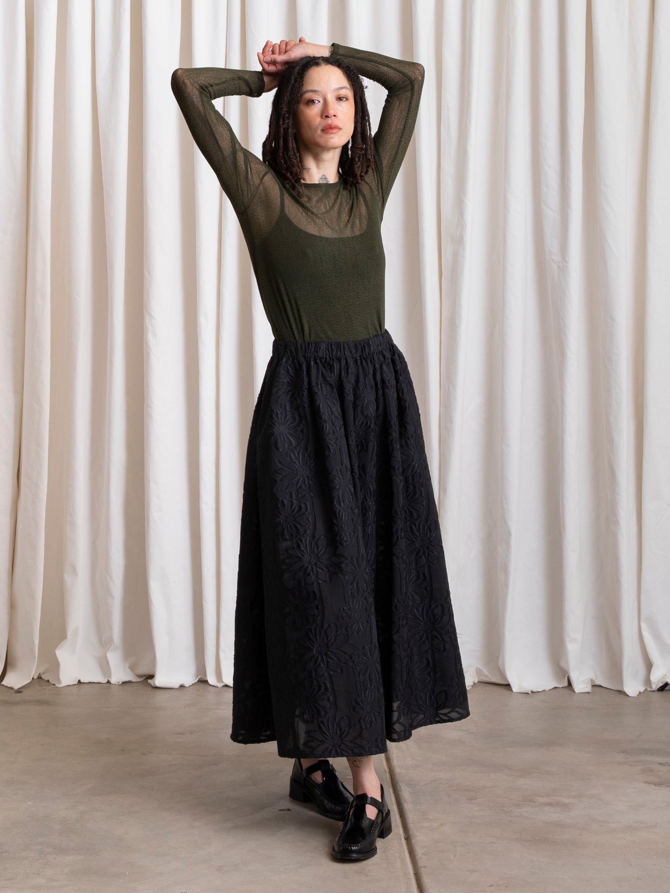 FULL SKIRT - BLACK FLOWER