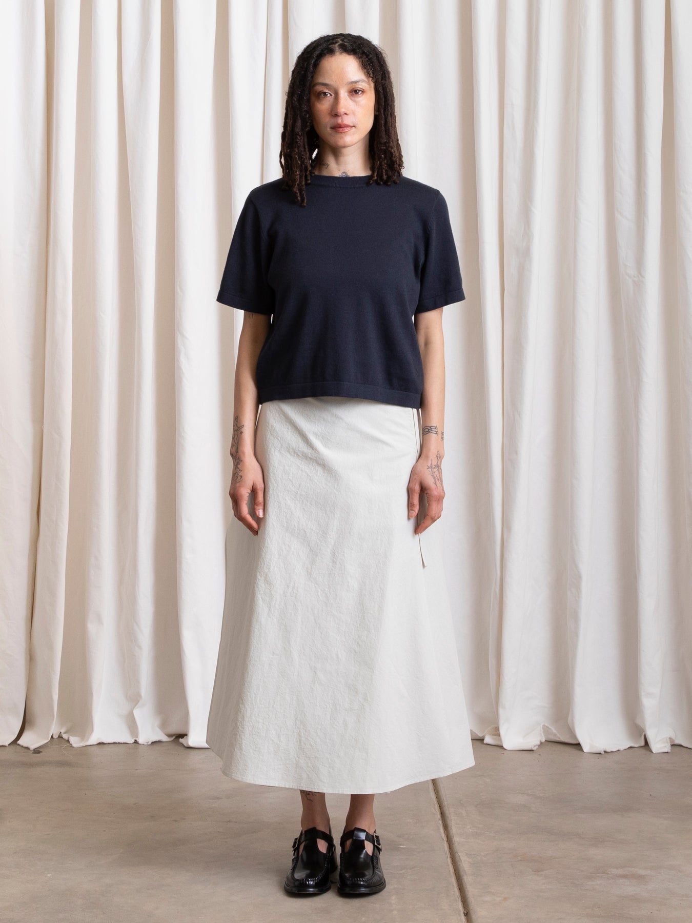 WRAP MIDI SKIRT - ECRU