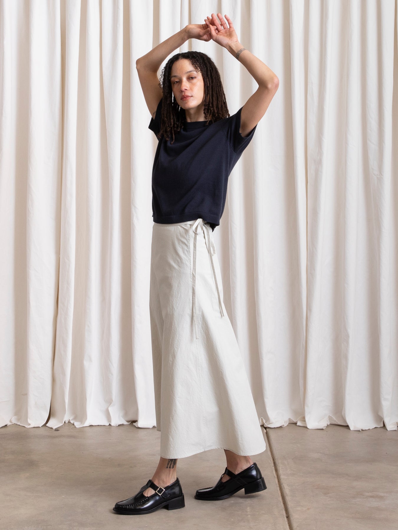 WRAP MIDI SKIRT - ECRU