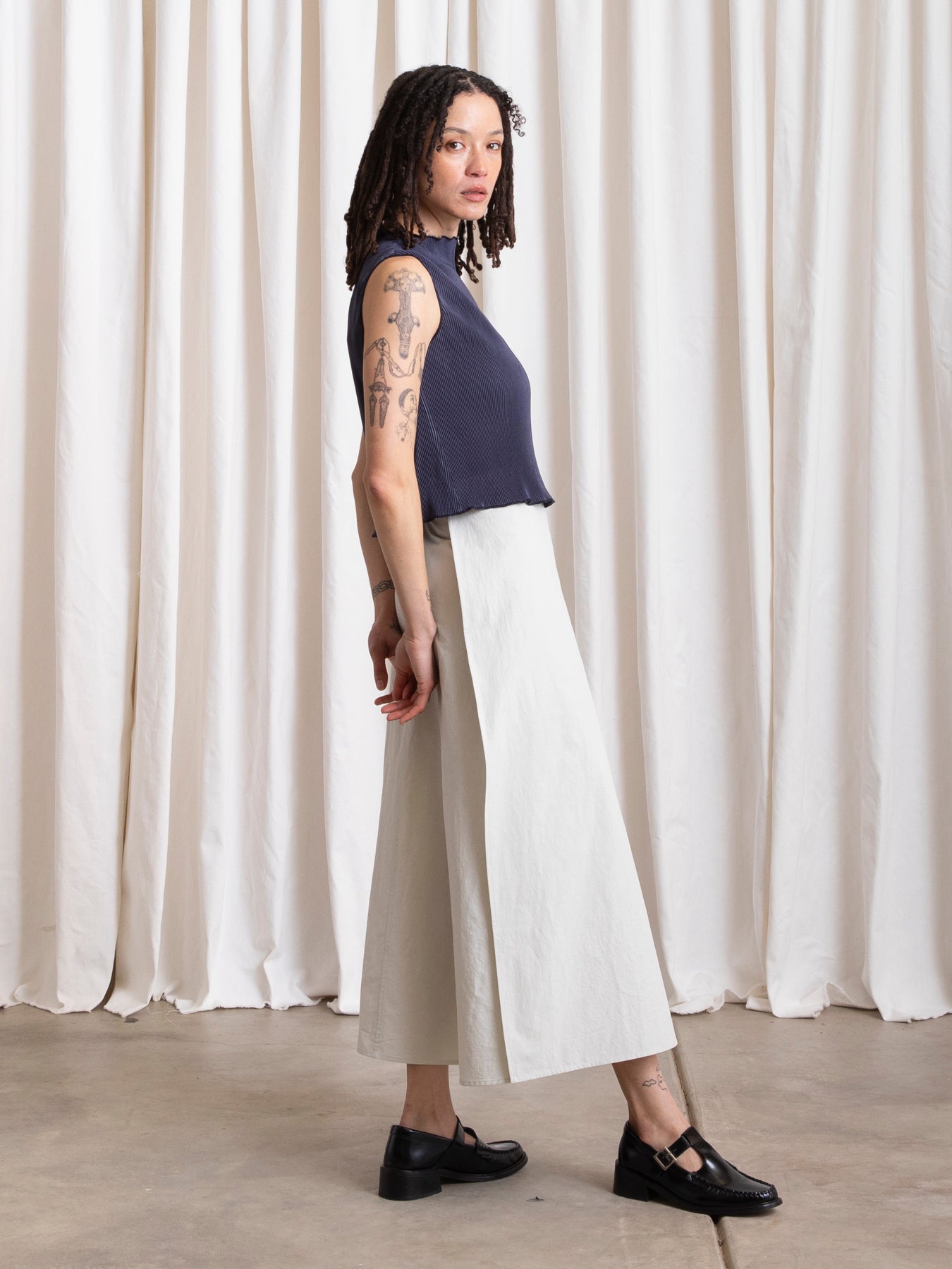 WRAP MIDI SKIRT - ECRU
