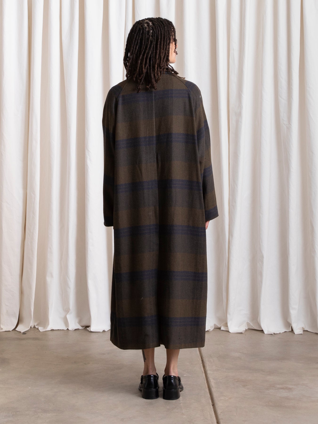 NEW PLAID TRENCH - OLIVE/NAVY PLAID