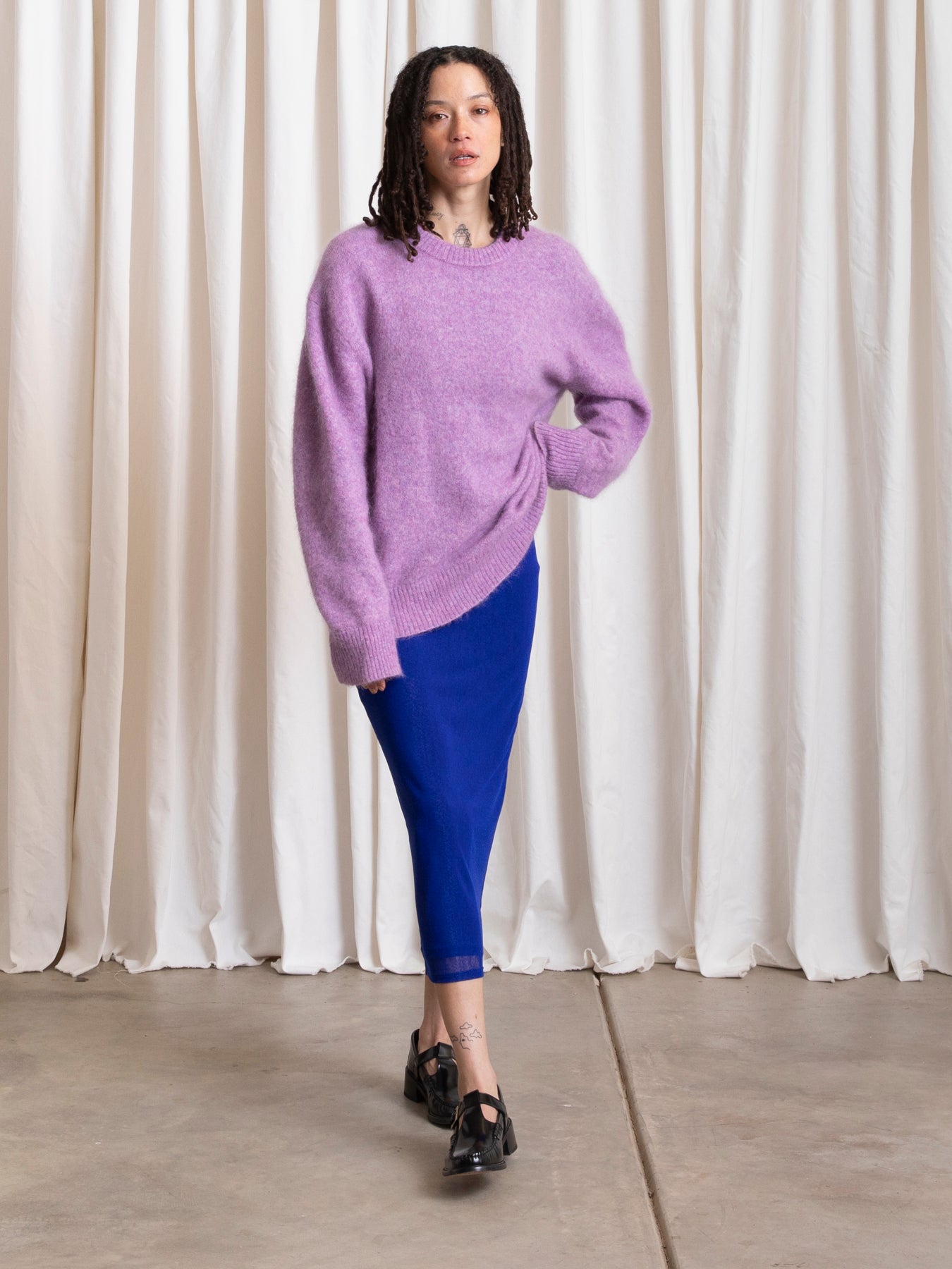 OVERSIZED MOHAIR PULLOVER -LILAC