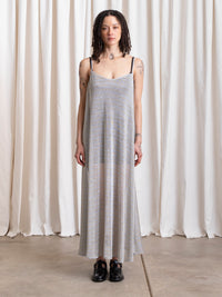 METALLIC FULL HEM DRESS - SILVER