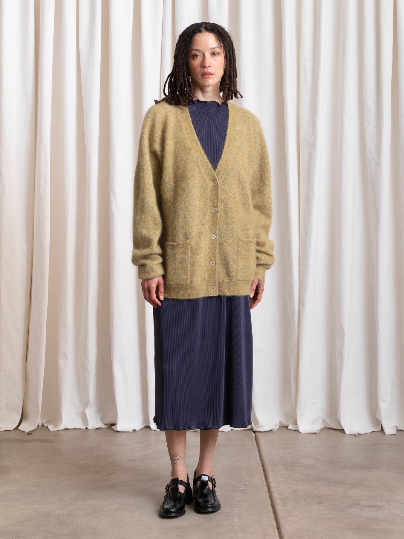 OVERSIZED MOHAIR CARDIGAN - OCHRE