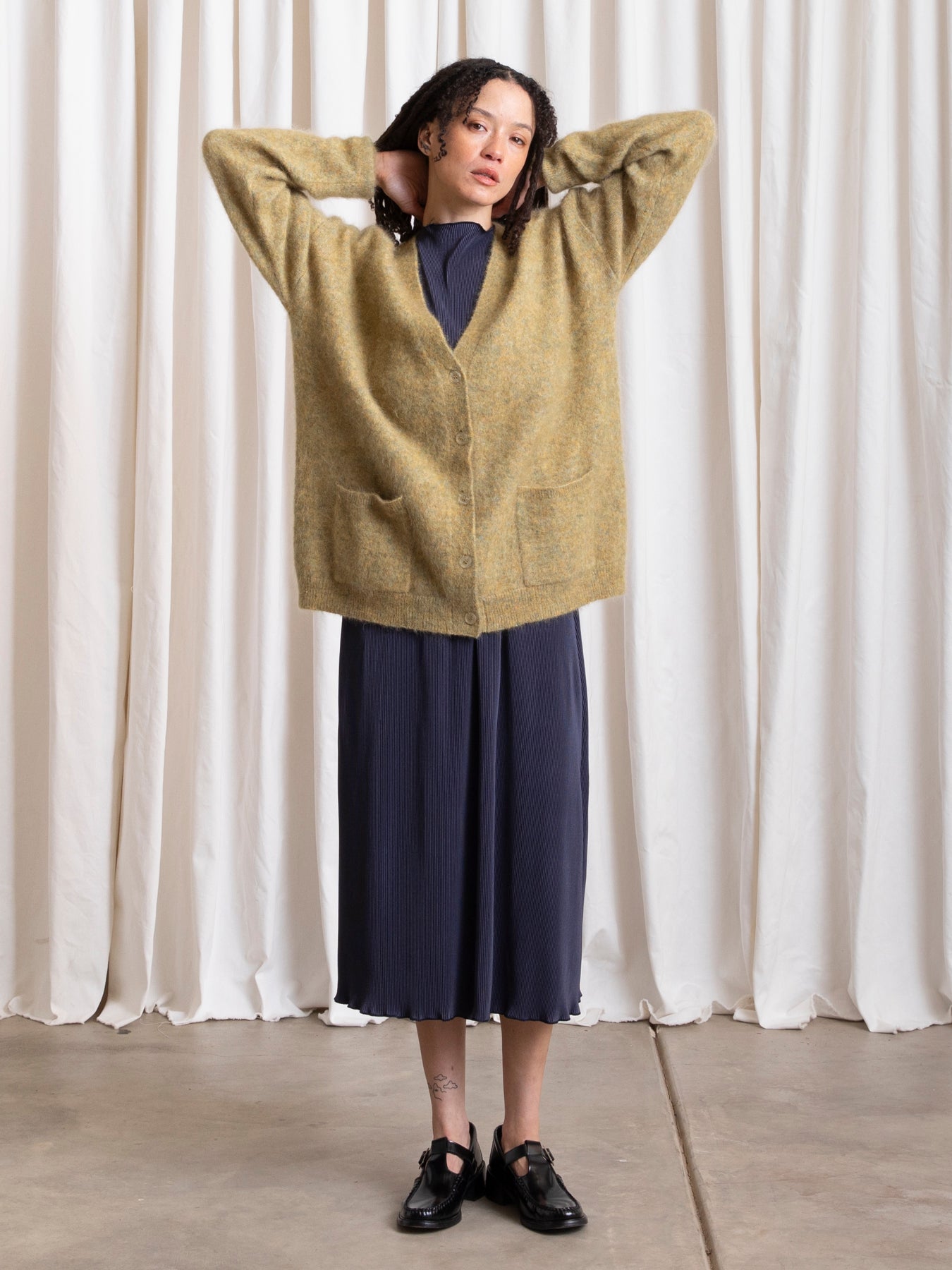 OVERSIZED MOHAIR CARDIGAN - OCHRE