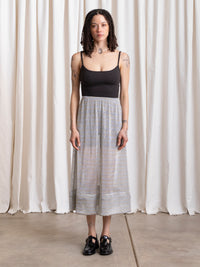 METALLIC MIDI SKIRT - SILVER