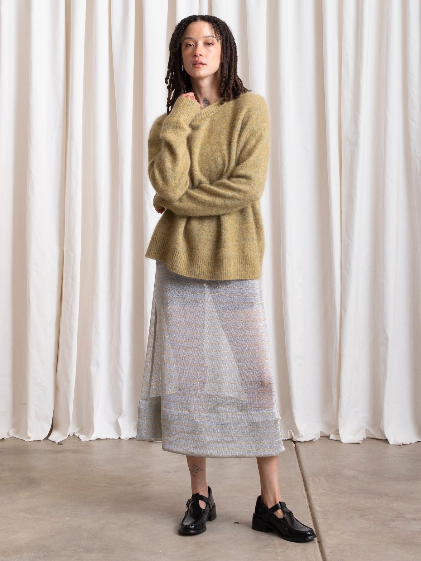 OVERSIZED MOHAIR PULLOVER - OCHRE