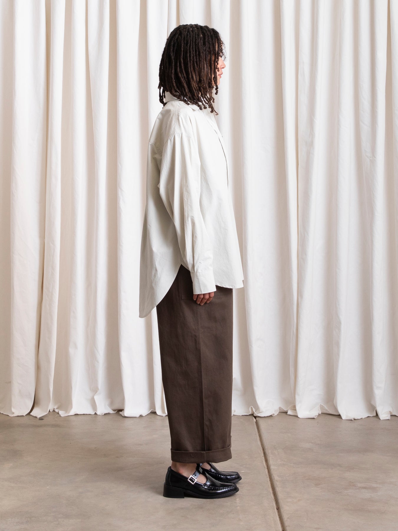 BUTTON DOWN OVERSIZED SHIRT - ECRU
